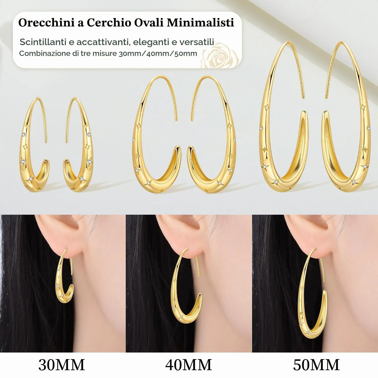 CYMYSS Orecchini Oro Donna in Argento 925 Placcato Oro 18K, Orecchini Dorati Eleganti e Leggeri, Gioielli Donna per Uso Quotidiano, Occasioni Speciali e Regalo - immagine 5