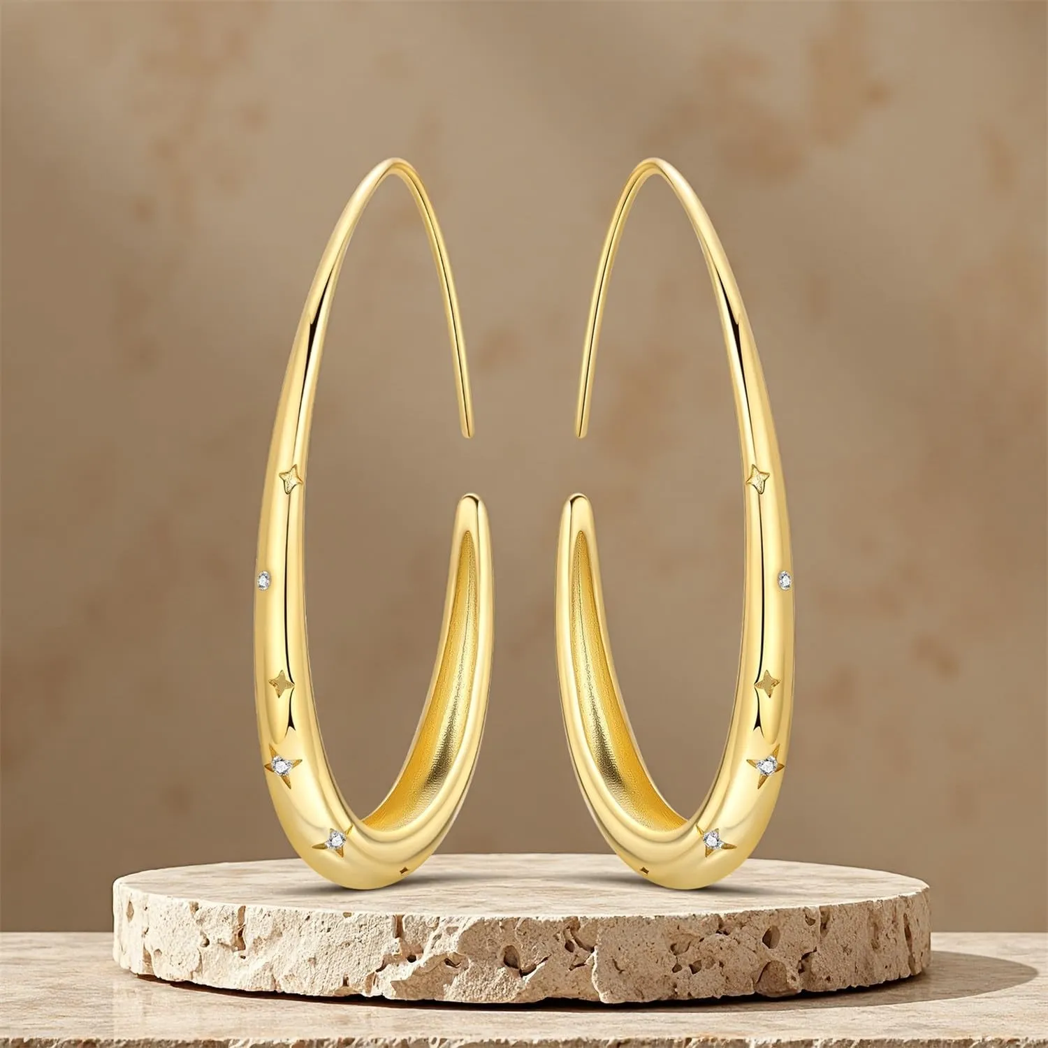 CYMYSS Orecchini Oro Donna in Argento 925 Placcato Oro 18K, Orecchini Dorati Eleganti e Leggeri, Gioielli Donna per Uso Quotidiano, Occasioni Speciali e Regalo - immagine 7