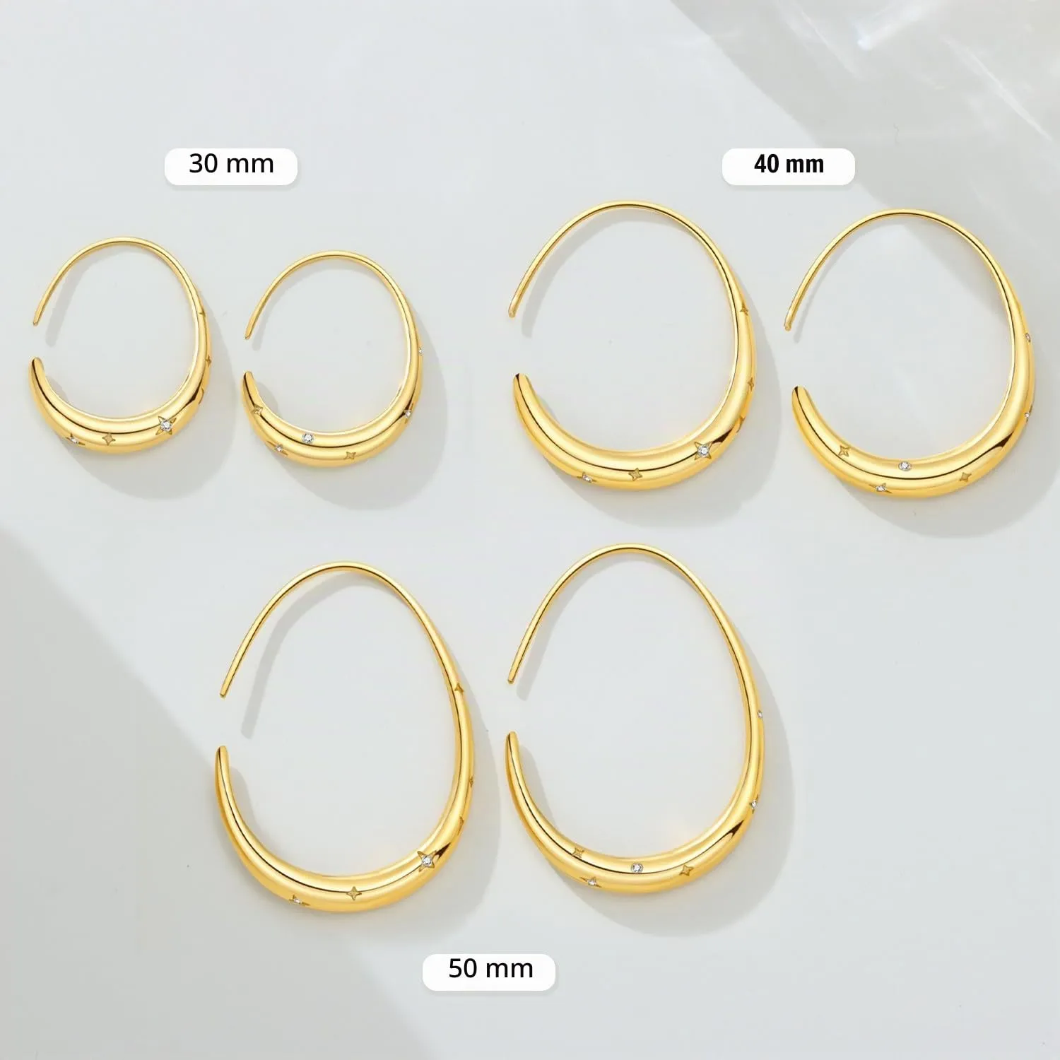 CYMYSS Orecchini Oro Donna in Argento 925 Placcato Oro 18K, Orecchini Dorati Eleganti e Leggeri, Gioielli Donna per Uso Quotidiano, Occasioni Speciali e Regalo - immagine 8
