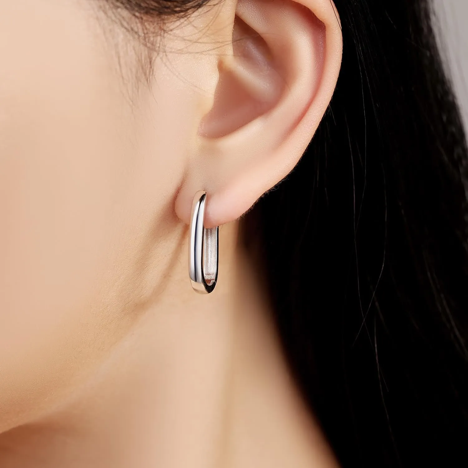 PANPOKI Orecchini a cerchio spessi in argento Sterling 925 a forma di stella e luna, con zirconia cubica scintillante, gioielli leggeri da donna, con confezione regalo, regalo di compleanno per mamma - immagine 4