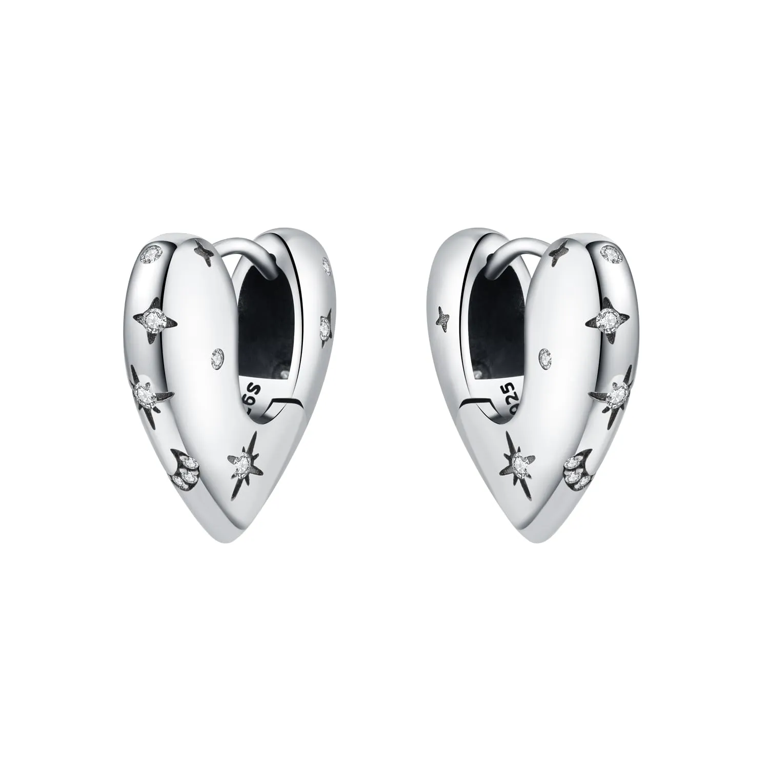 PANPOKI Orecchini a fiori 925 Argento Sterling con zirconia – S925 Orecchini a cerchio incisi come regalo per donne | Ipoallergenici e leggeri | Confezione regalo + panno per la pulizia, Universal - immagine 1