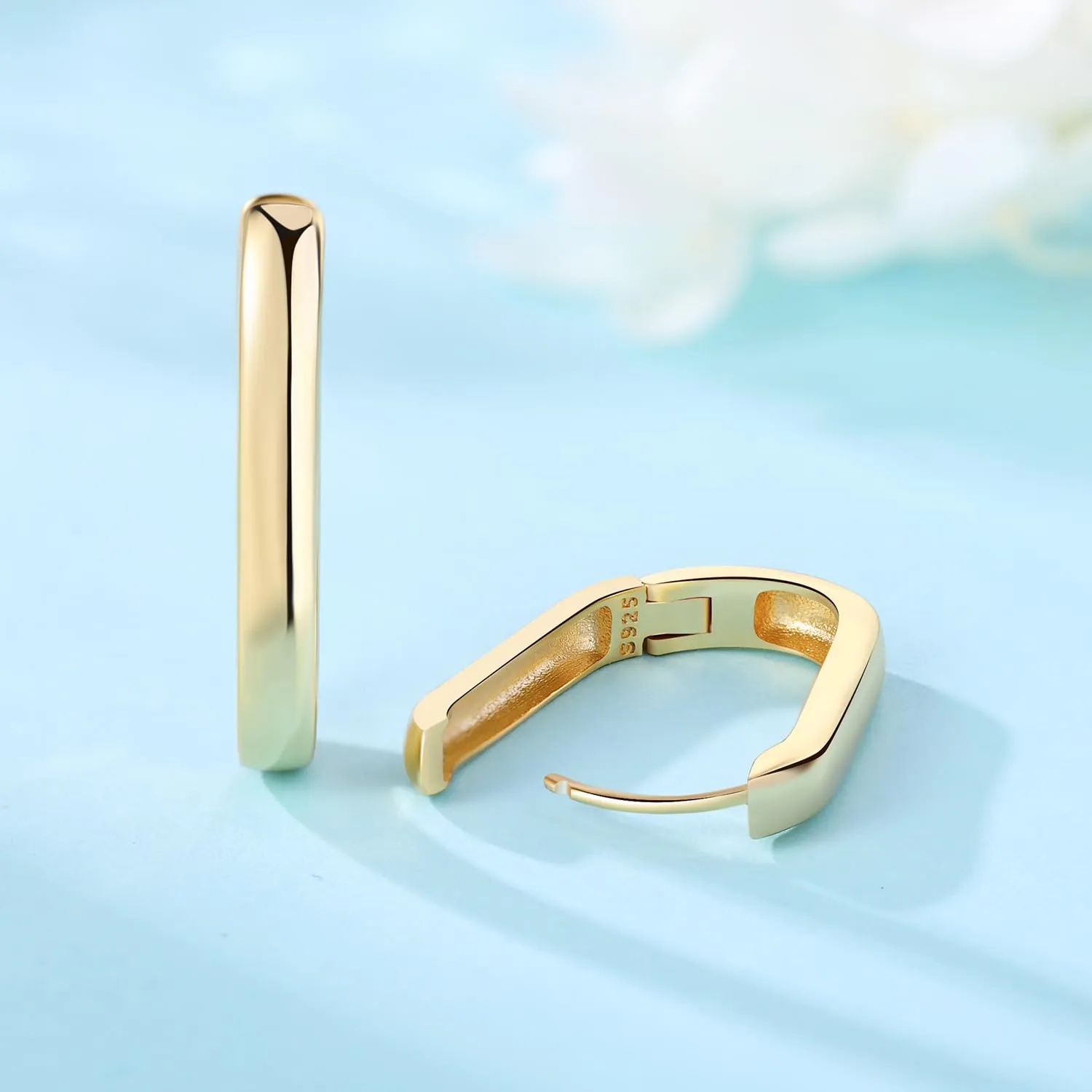 PANPOKI Orecchini a forma di cuore e stella in argento sterling 925 placcato oro 14 carati - Orecchini a cerchio leggeri con zircone cubico - Gioielli ipoallergenici per donna - Scatola, 1, Argento - immagine 2