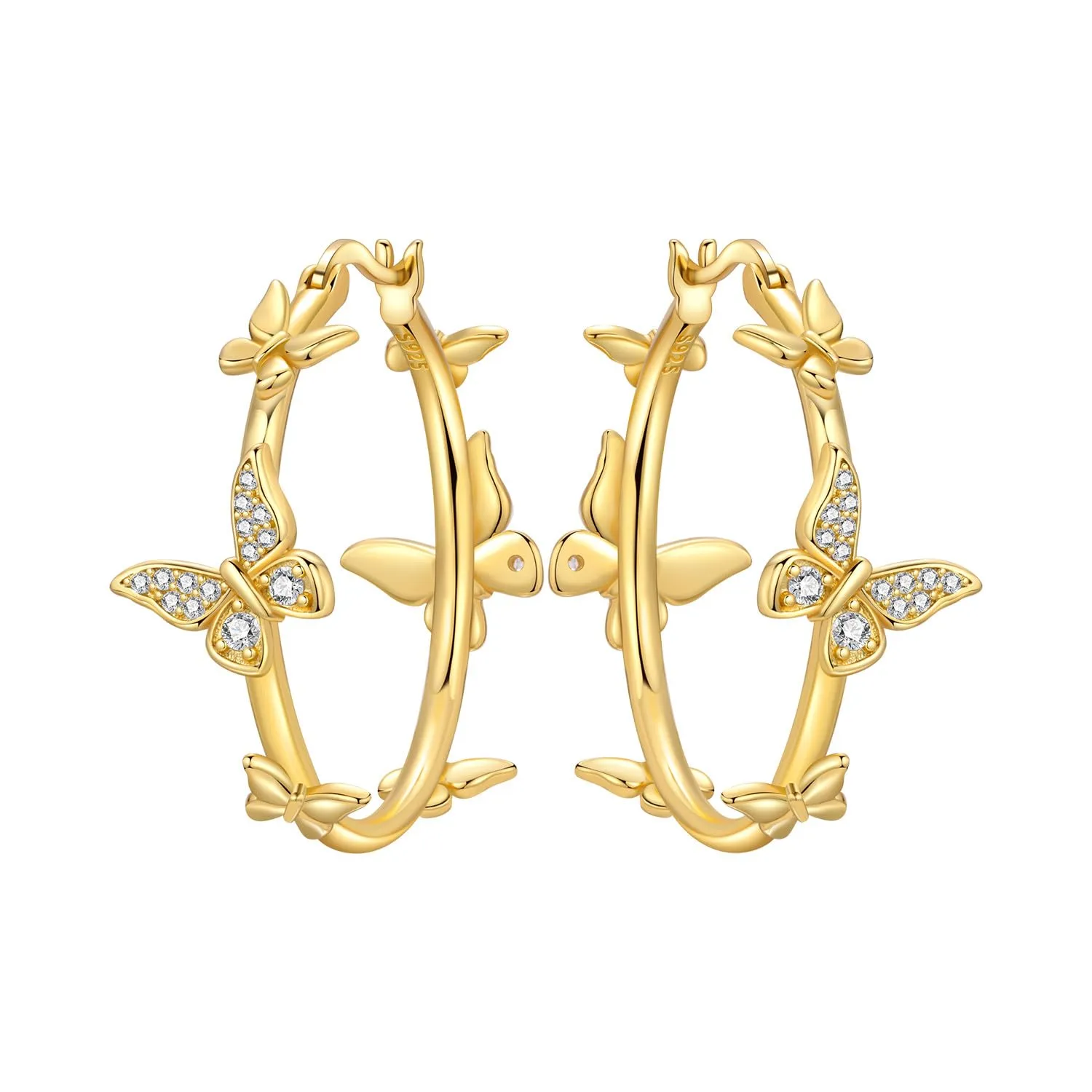 PANPOKI Orecchini floreali a forma di cuore in argento sterling 925 con placcatura in oro 14 carati, orecchini a forma di fiore CZ leggeri, gioielli ipoallergenici da donna - immagine 1