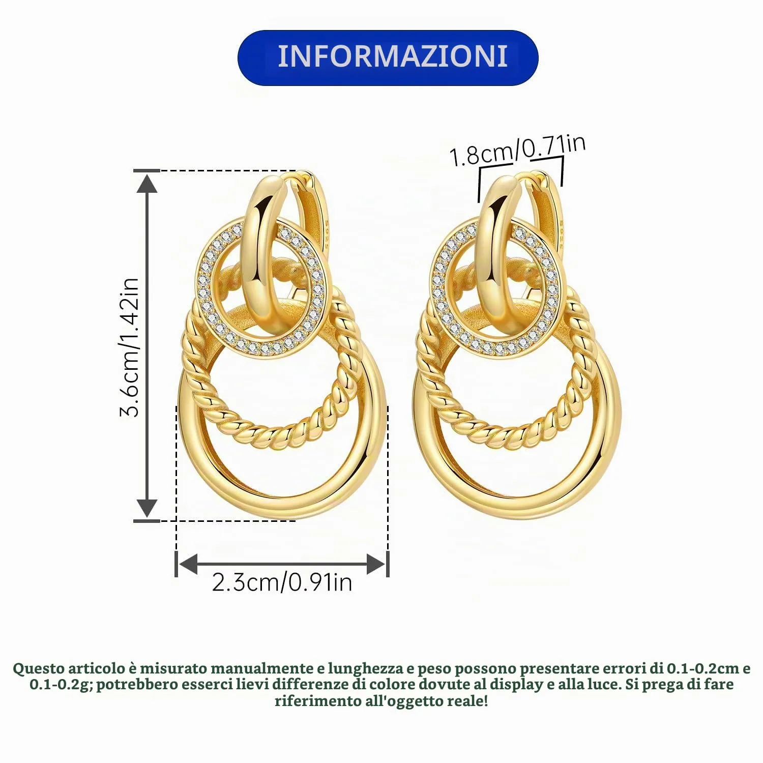 PANPOKI Orecchini pendenti a cuore, stella e luna in argento Sterling 925 placcato in oro 14 carati – Leggeri orecchini a cerchio con zirconia cubica | Gioielli ipoallergenici da donna | Confezione - immagine 3
