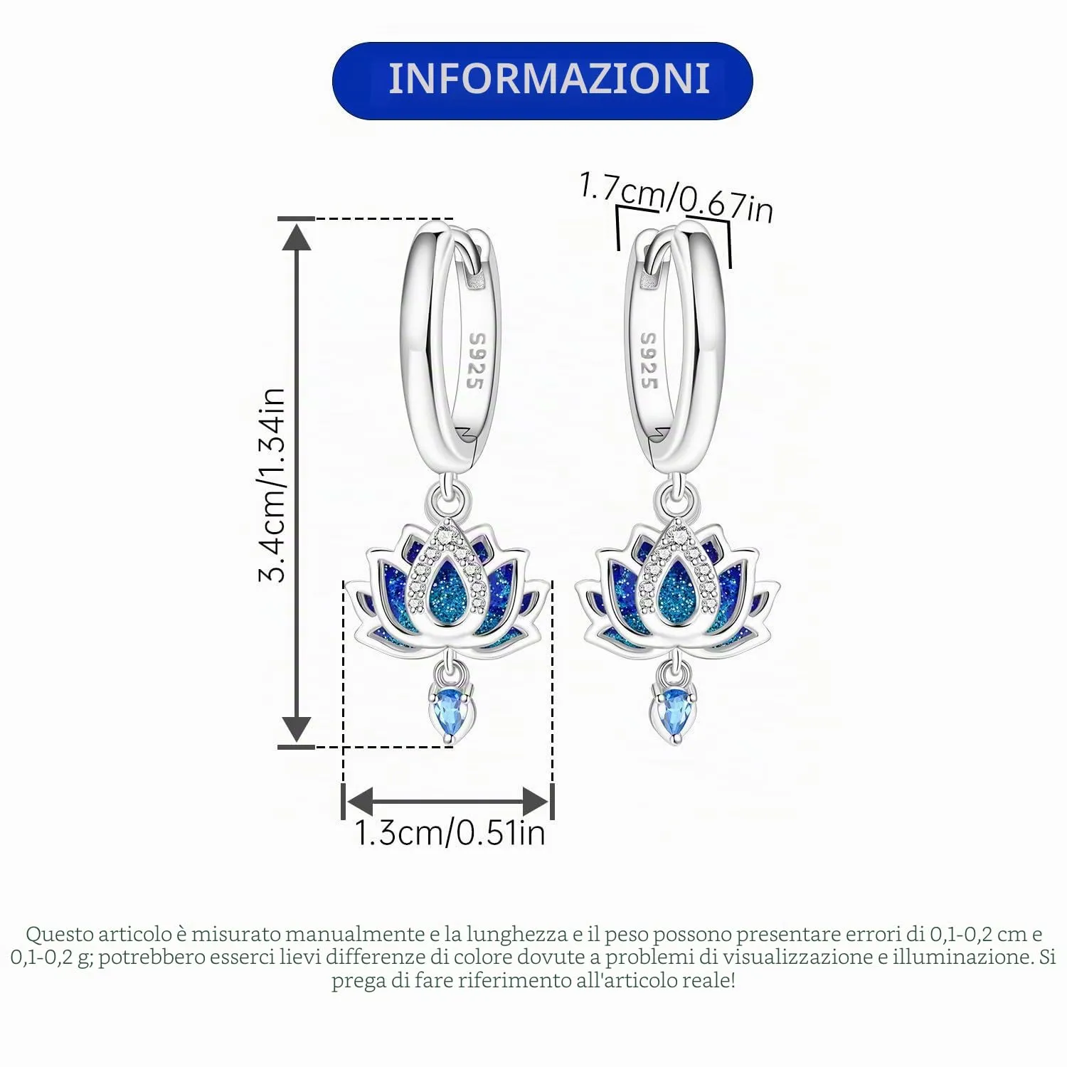 PANPOKI Orecchini a forma di piante e animali, in argento Sterling 925 con zirconi, loto, iris, panda, gatto, libellula, ali, leggeri e ipoallergenici, 1, Argento sterling, Zircone - immagine 3