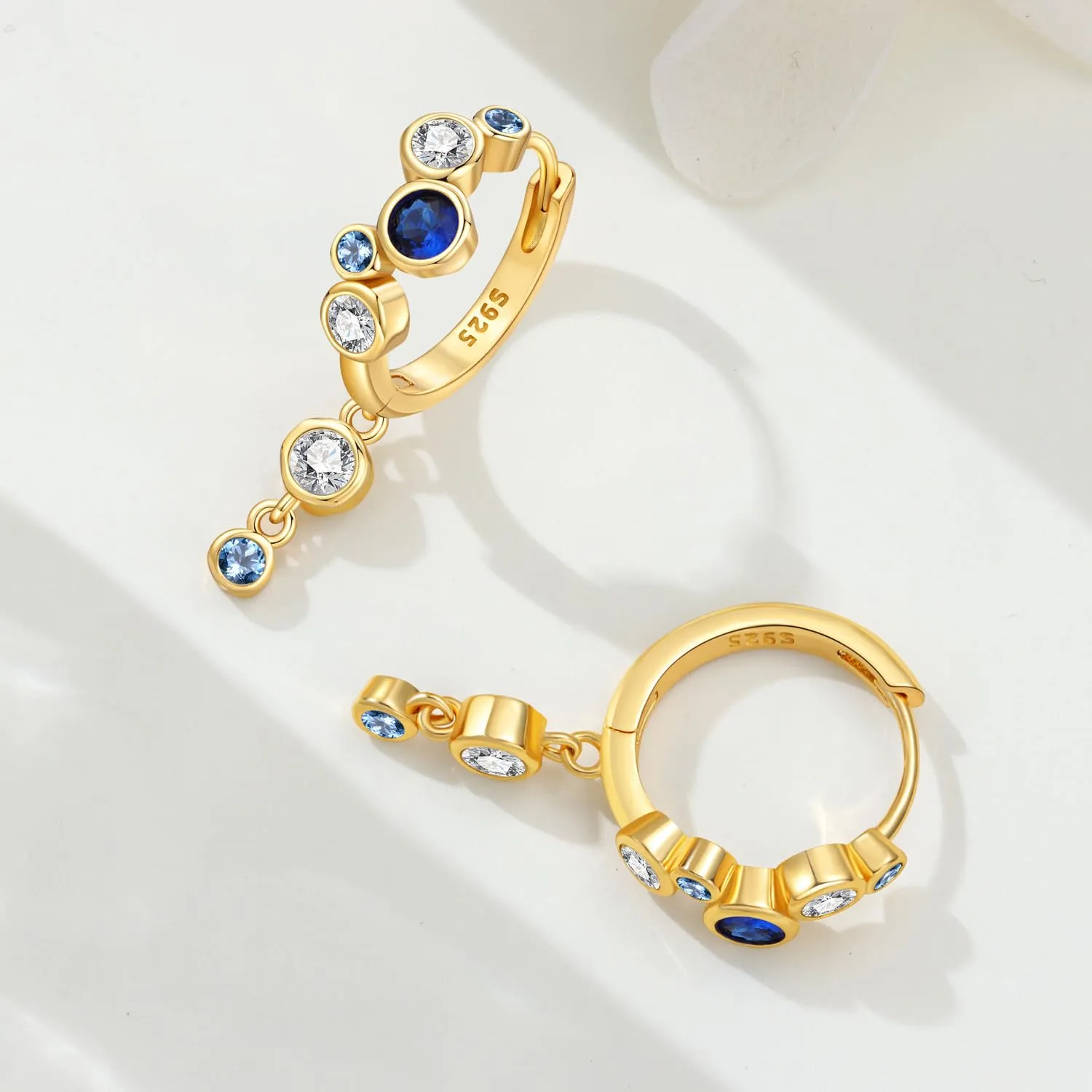 PANPOKI Orecchini a forma di cuore, in argento 925, con zirconi, ipoallergenici, minimalisti, 1, Argento sterling, Zircone - immagine 2