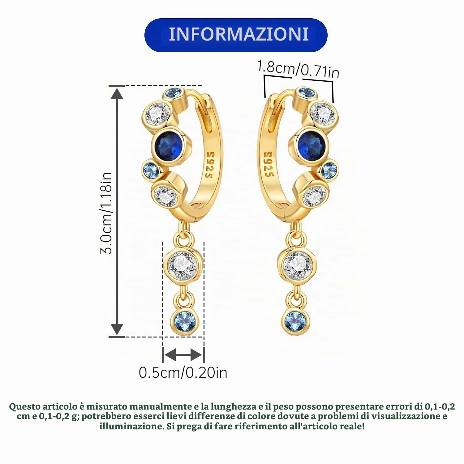 PANPOKI Orecchini a forma di cuore, in argento 925, con zirconi, ipoallergenici, minimalisti, 1, Argento sterling, Zircone - immagine 3