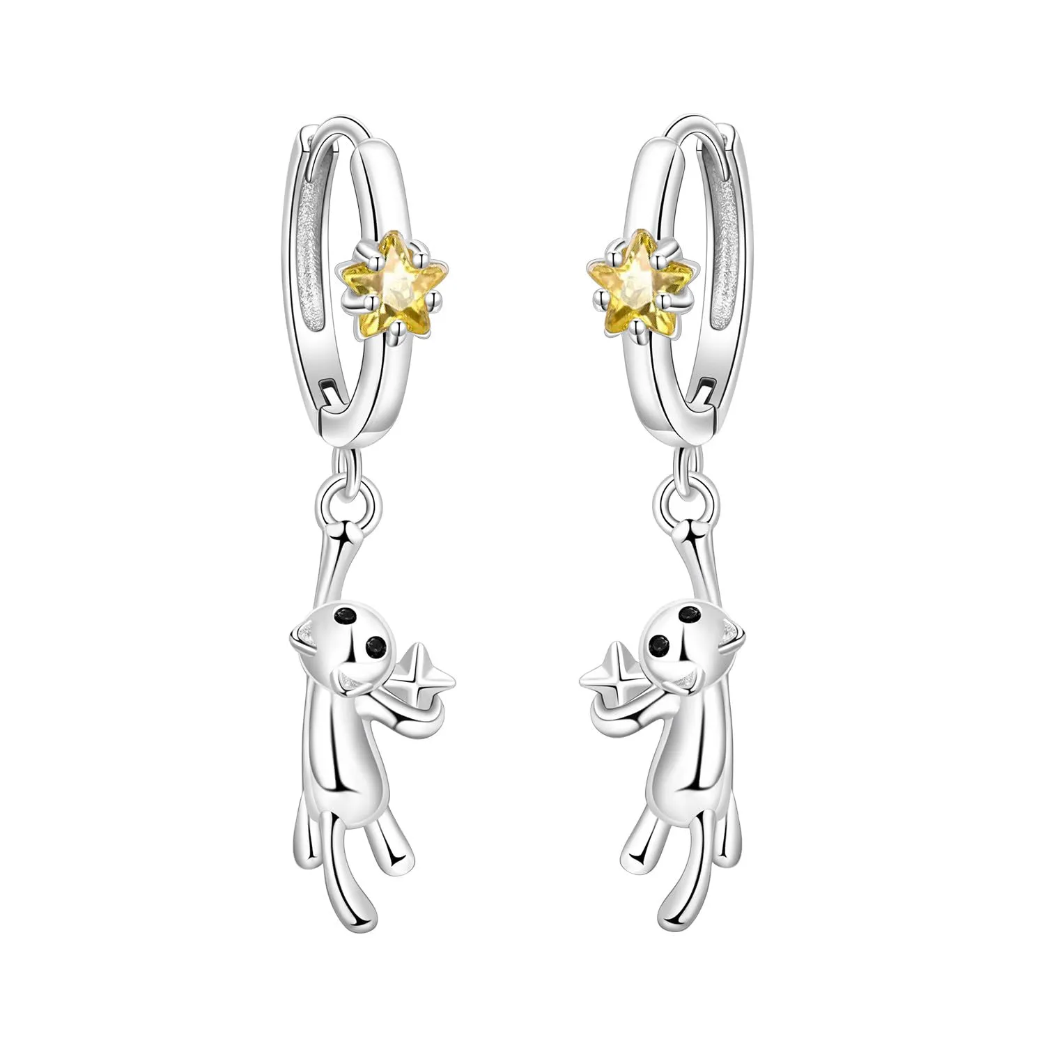 PANPOKI Orecchini a forma di piante e animali, in argento Sterling 925 con zirconi, loto, iris, panda, gatto, libellula, ali, leggeri e ipoallergenici, 1, Argento sterling, Zircone - immagine 1