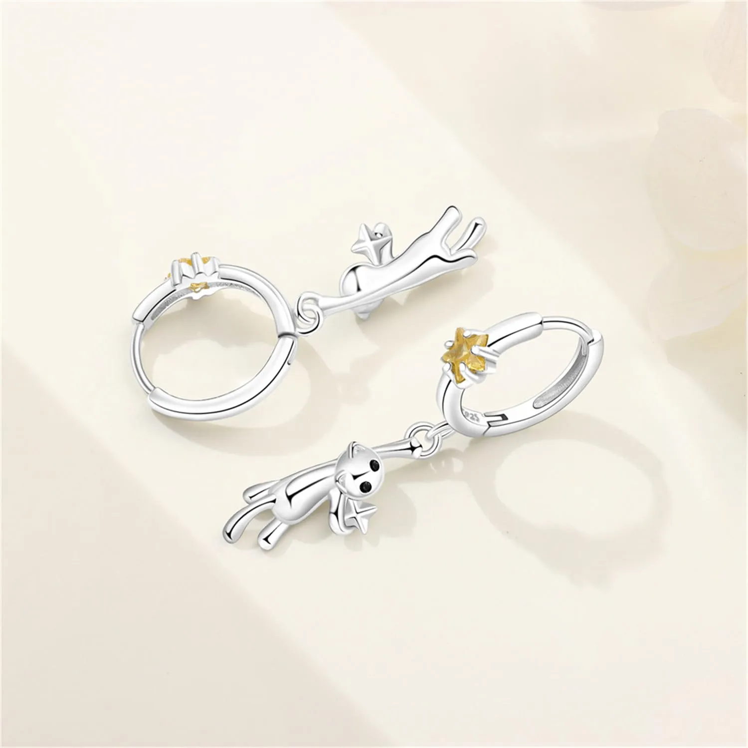 PANPOKI Orecchini a forma di piante e animali, in argento Sterling 925 con zirconi, loto, iris, panda, gatto, libellula, ali, leggeri e ipoallergenici, 1, Argento sterling, Zircone - immagine 2
