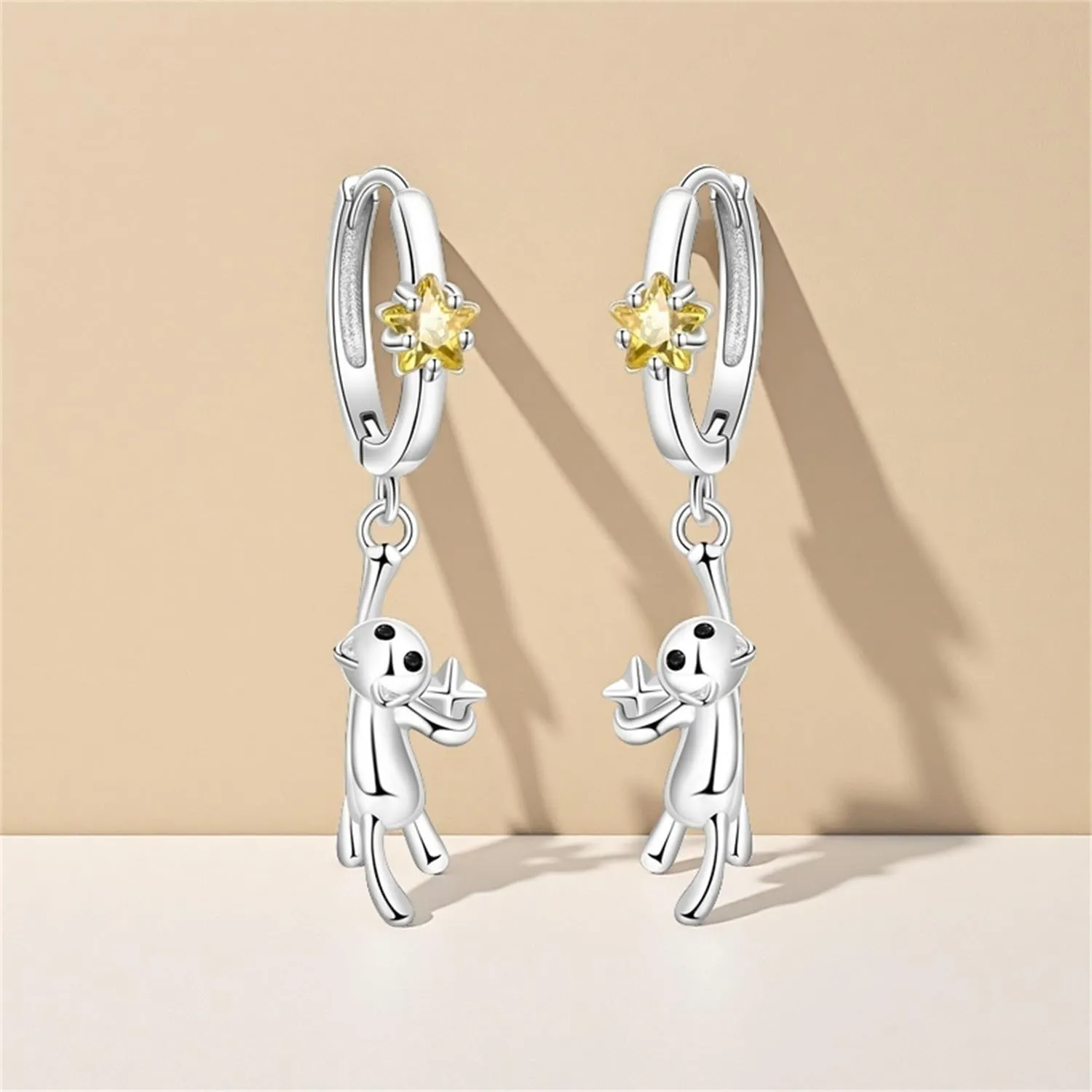 PANPOKI Orecchini a forma di piante e animali, in argento Sterling 925 con zirconi, loto, iris, panda, gatto, libellula, ali, leggeri e ipoallergenici, 1, Argento sterling, Zircone - immagine 6