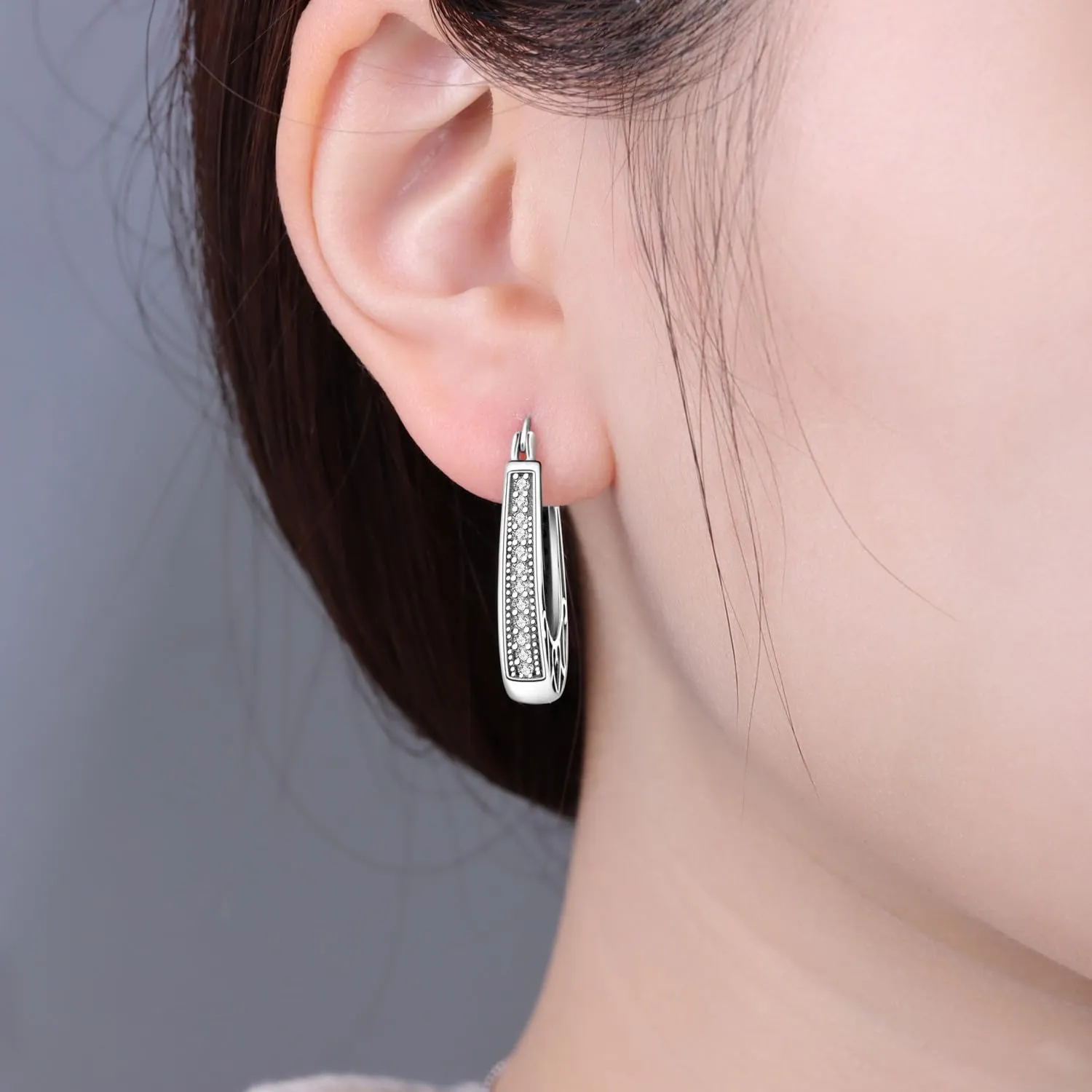PANPOKI Orecchini creoli a fiore in argento sterling 925 con placcatura in oro 14 carati, orecchini a fiore CZ leggeri, gioielli ipoallergenici da donna, confezione regalo + panno per la pulizia - immagine 4