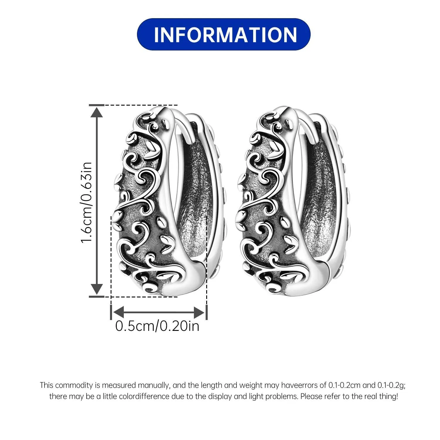PANPOKI Orecchini a fiori 925 Argento Sterling con zirconia – S925 Orecchini a cerchio incisi come regalo per donne | Ipoallergenici e leggeri | Scatola regalo + panno per la pulizia, Universal - immagine 3