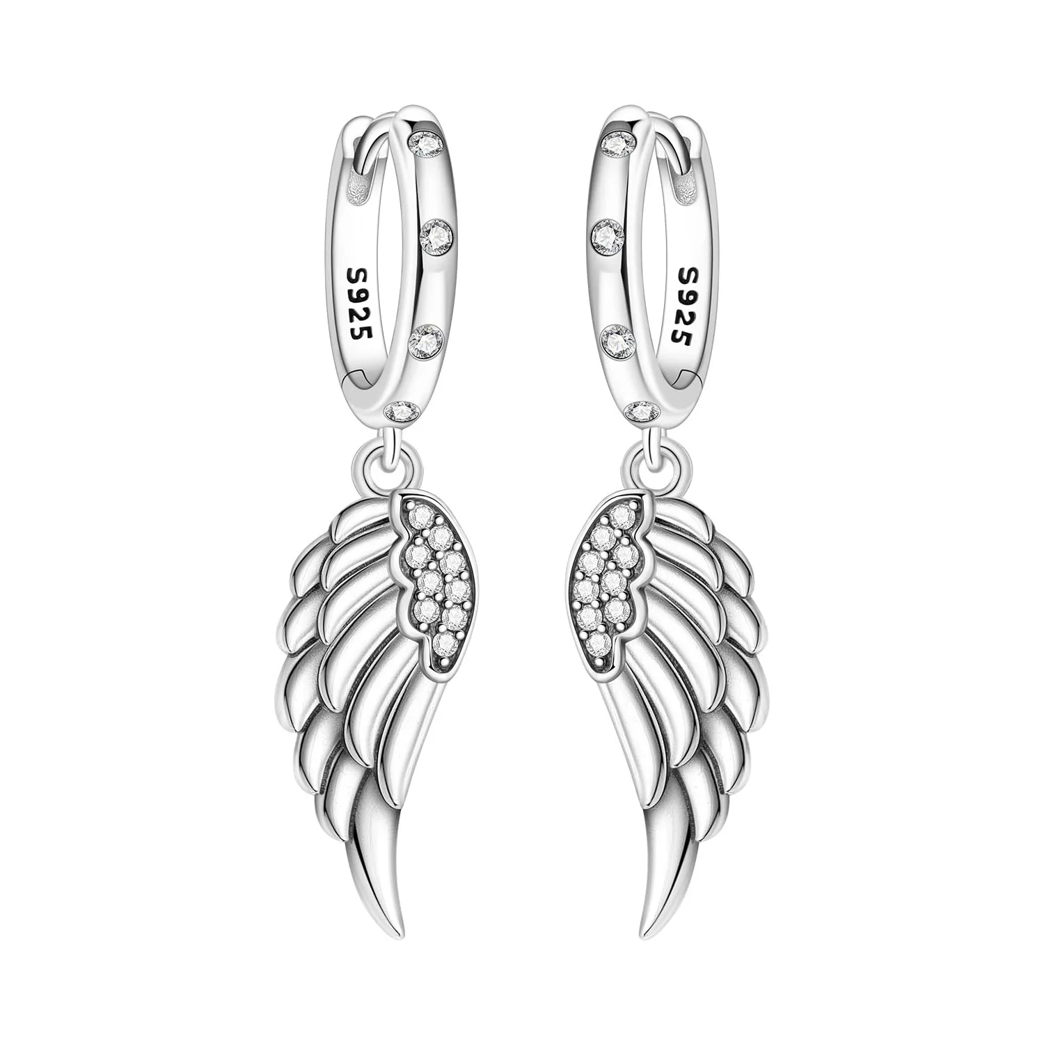 PANPOKI Orecchini pendenti a cuore, stella e luna in argento Sterling 925 placcato in oro 14 carati – Leggeri orecchini a cerchio con zirconia cubica | Gioielli ipoallergenici da donna | Confezione - immagine 1