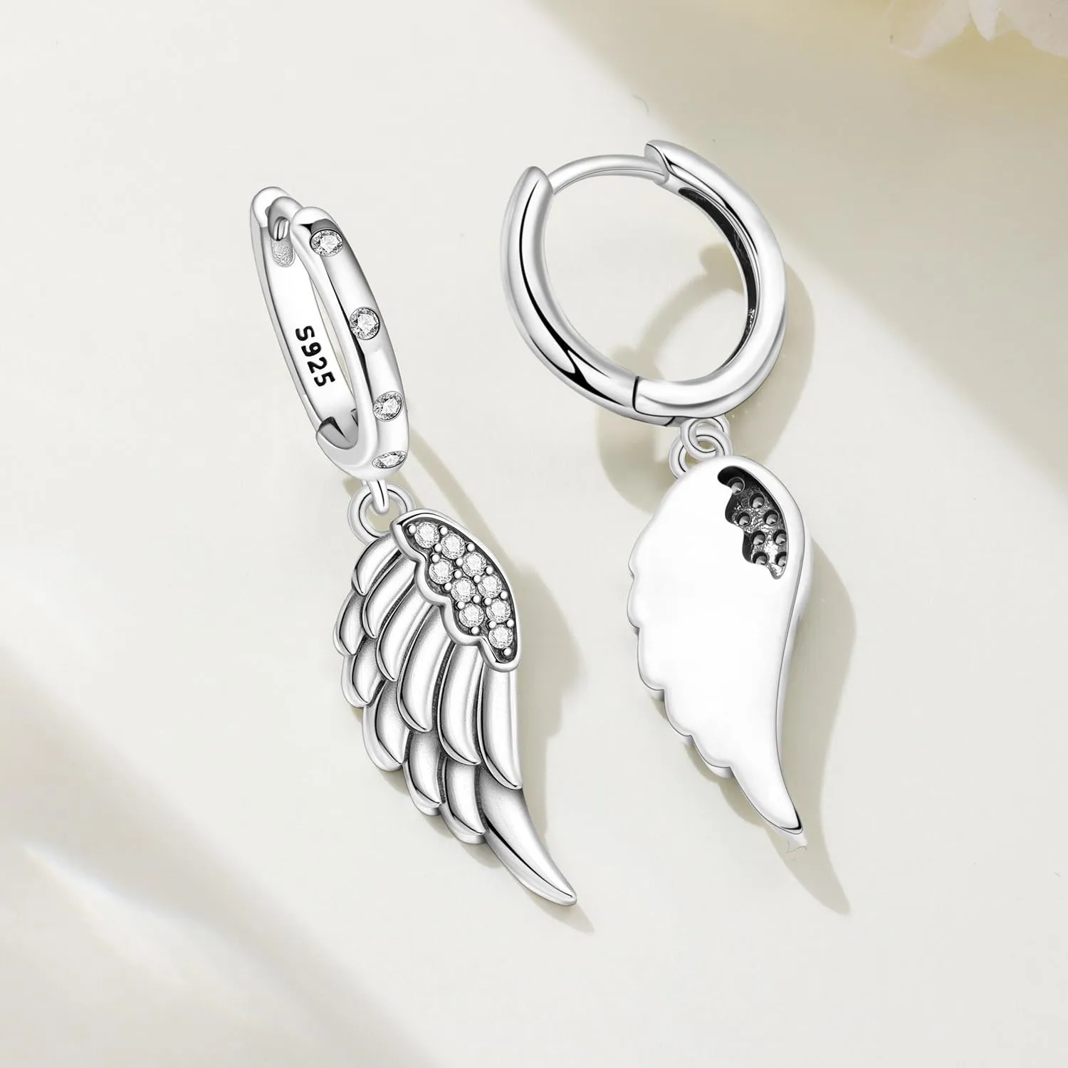 PANPOKI Orecchini pendenti a cuore, stella e luna in argento Sterling 925 placcato in oro 14 carati – Leggeri orecchini a cerchio con zirconia cubica | Gioielli ipoallergenici da donna | Confezione - immagine 2