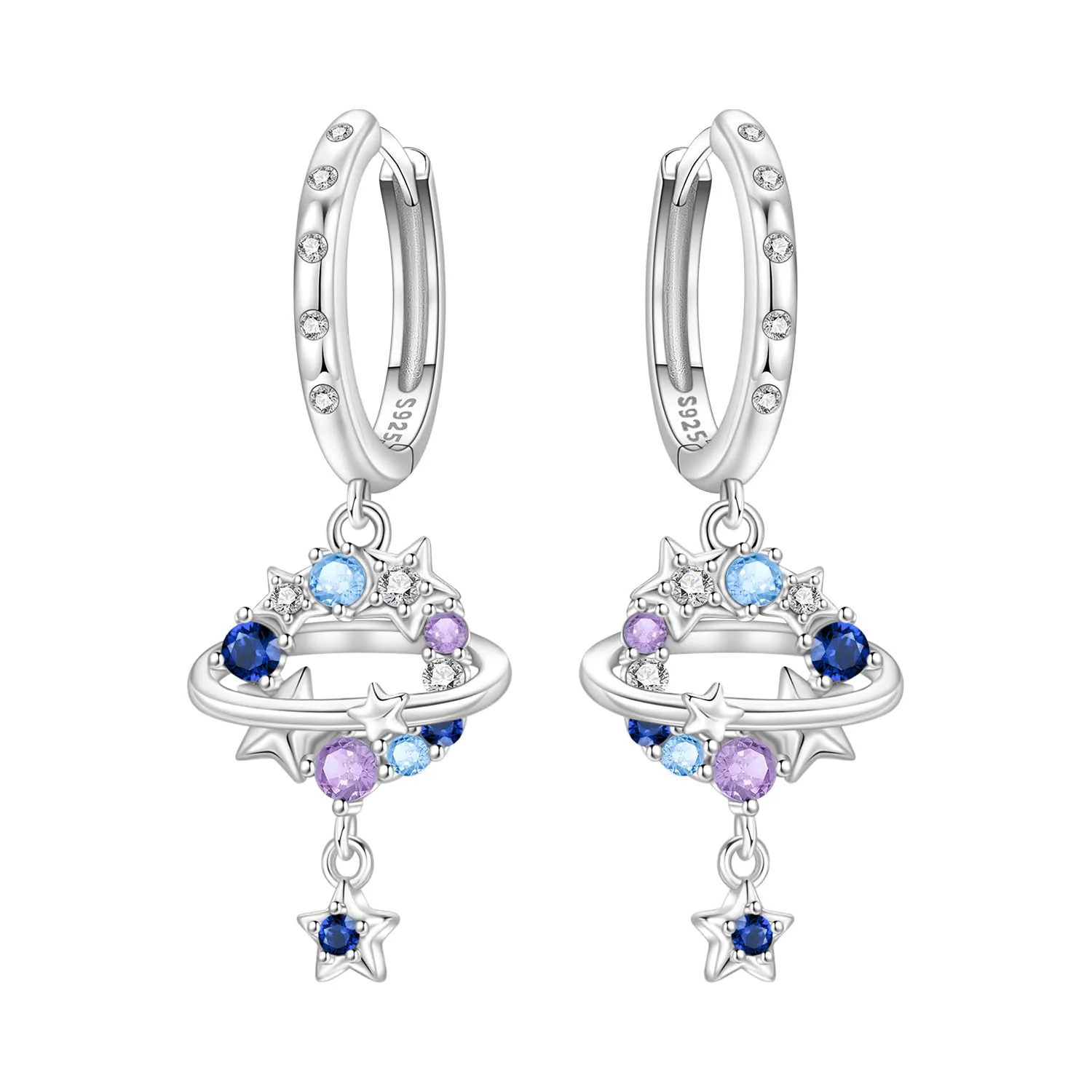 PANPOKI Orecchini a lobo a forma di cuore e stella, luna, argento Sterling 925 placcato in oro 14 carati, leggeri orecchini a cerchio, gioielli ipoallergenici per donna, con confezione regalo, 1 - immagine 1