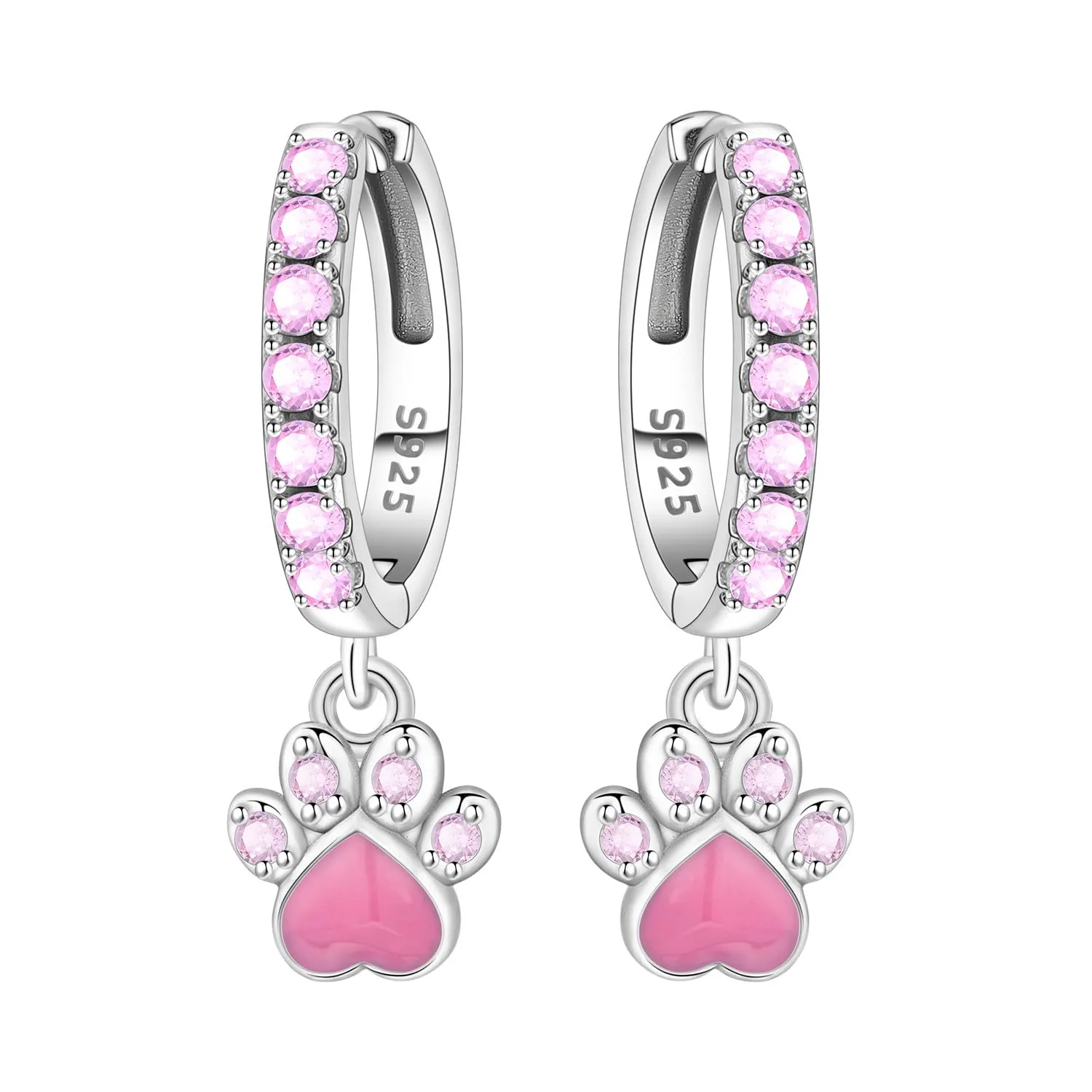 PANPOKI Orecchini a cerchio in argento Sterling 925 a forma di stella e luna, con zirconia cubica scintillante, leggeri, da donna, con confezione regalo, regalo di compleanno per mamma, 1, Argento - immagine 1