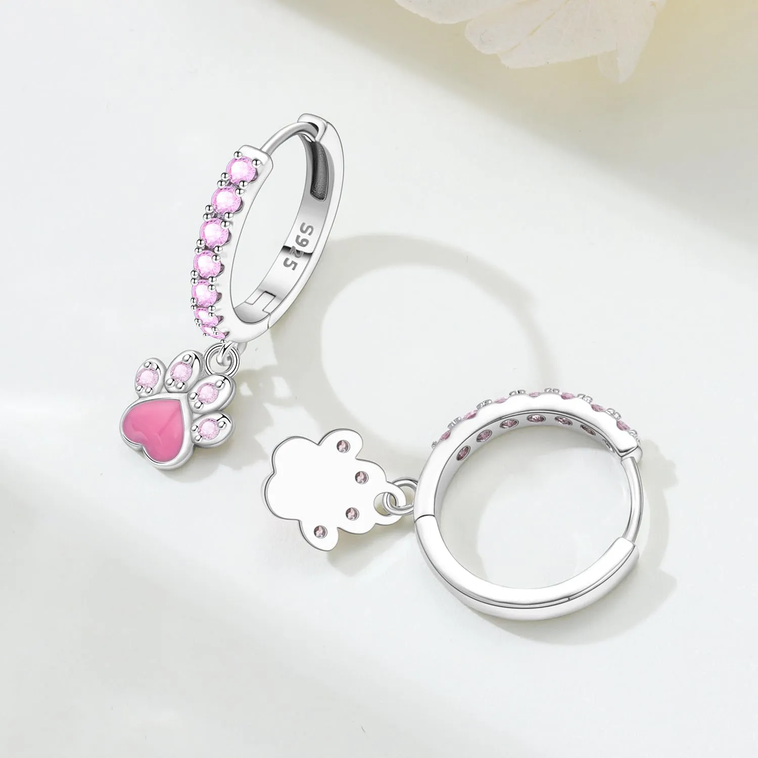 PANPOKI Orecchini a cerchio in argento Sterling 925 a forma di stella e luna, con zirconia cubica scintillante, leggeri, da donna, con confezione regalo, regalo di compleanno per mamma, 1, Argento - immagine 2
