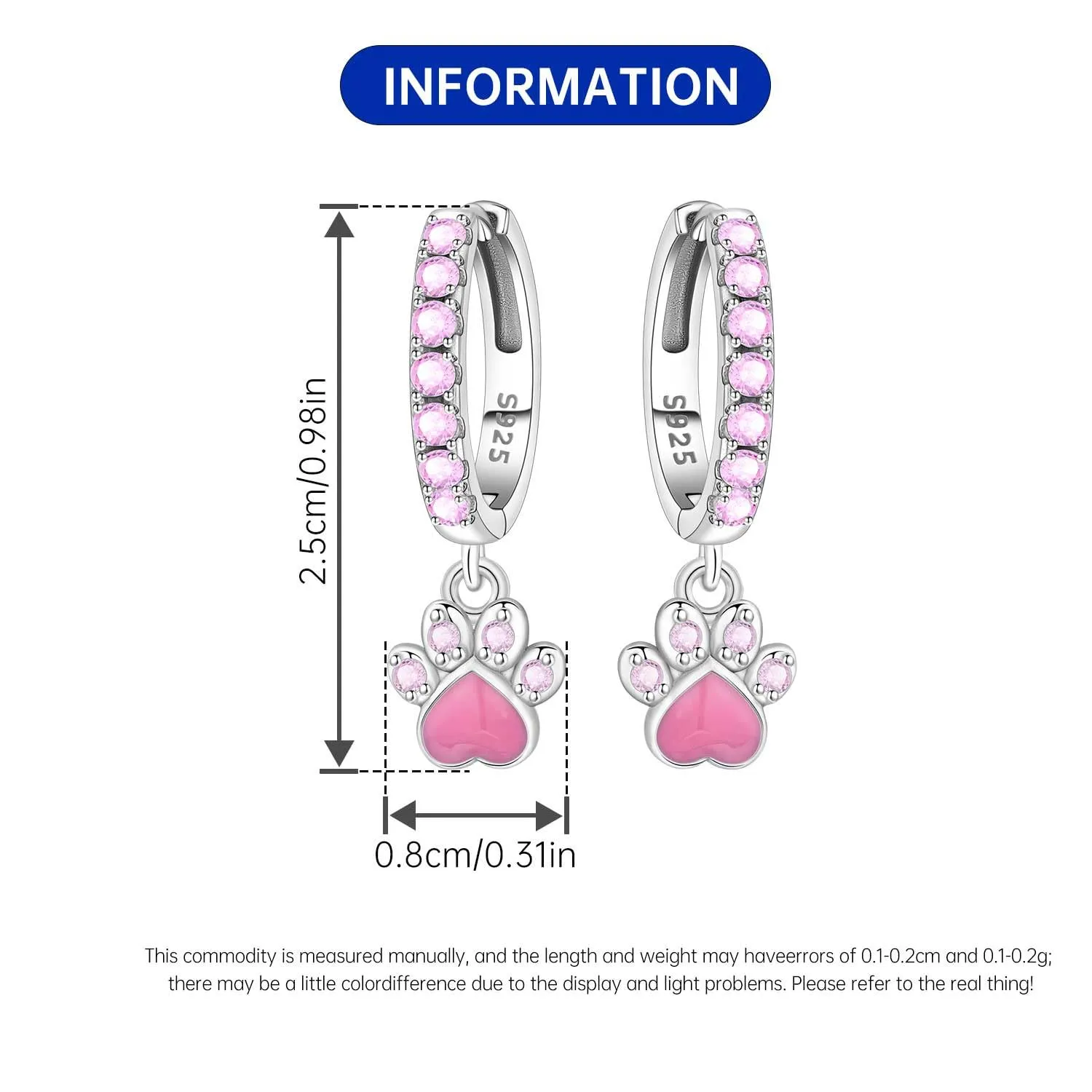 PANPOKI Orecchini a cerchio in argento Sterling 925 a forma di stella e luna, con zirconia cubica scintillante, leggeri, da donna, con confezione regalo, regalo di compleanno per mamma, 1, Argento - immagine 3