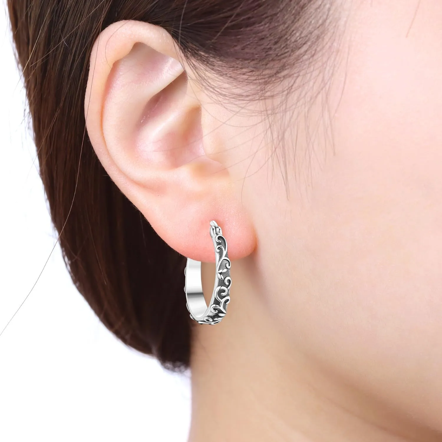 PANPOKI Orecchini a cerchio spessi in argento Sterling 925 a forma di stella e luna, con zirconia cubica scintillante, gioielli leggeri da donna, con confezione regalo, regalo di compleanno per la - immagine 4