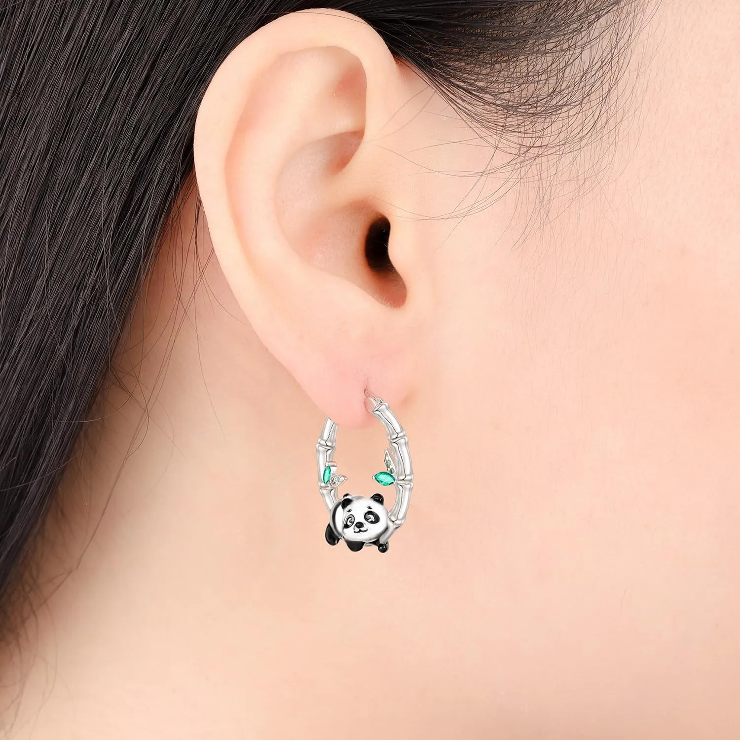PANPOKI Orecchini a cerchio spessi in argento Sterling 925 a forma di stella e luna, con zirconia cubica scintillante, gioielli leggeri da donna, con confezione regalo, regalo di compleanno per la - immagine 4