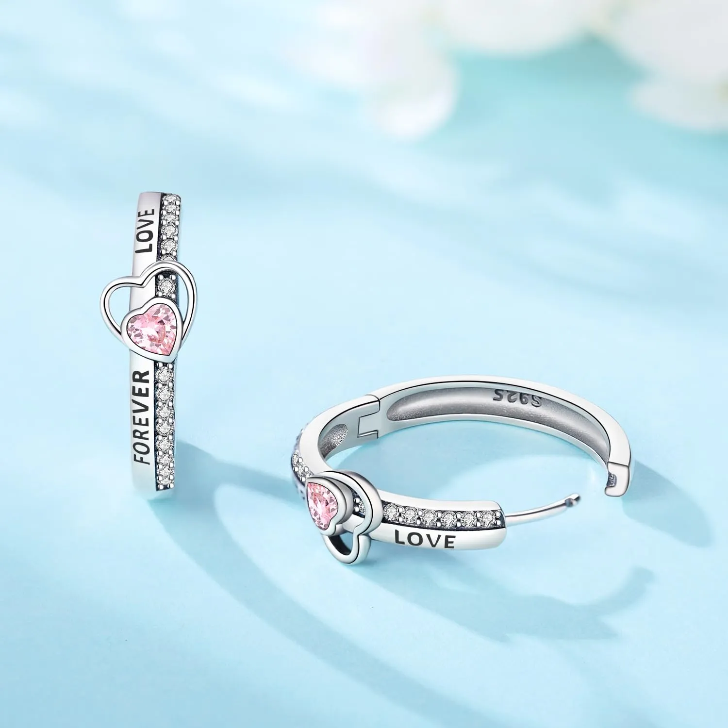 PANPOKI Orecchini a cerchio in argento Sterling 925 a forma di stella e luna, con zirconia cubica scintillante, leggeri, da donna, con confezione regalo, regalo di compleanno per mamma, 1, Argento - immagine 2