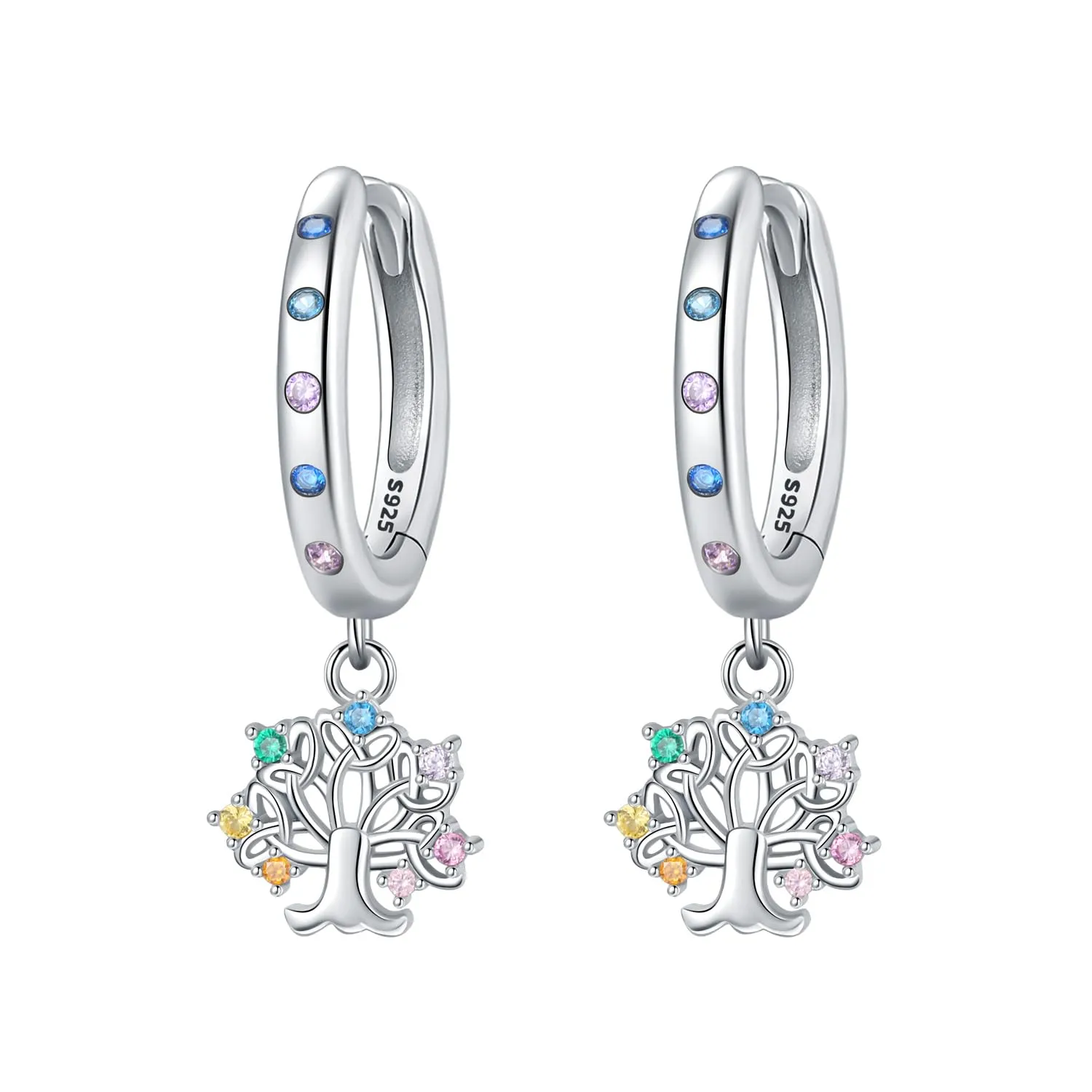PANPOKI Orecchini pendenti a cuore, stella e luna in argento Sterling 925 placcato in oro 14 carati – Leggeri orecchini a cerchio con zirconia cubica | Gioielli ipoallergenici da donna | Confezione - immagine 1
