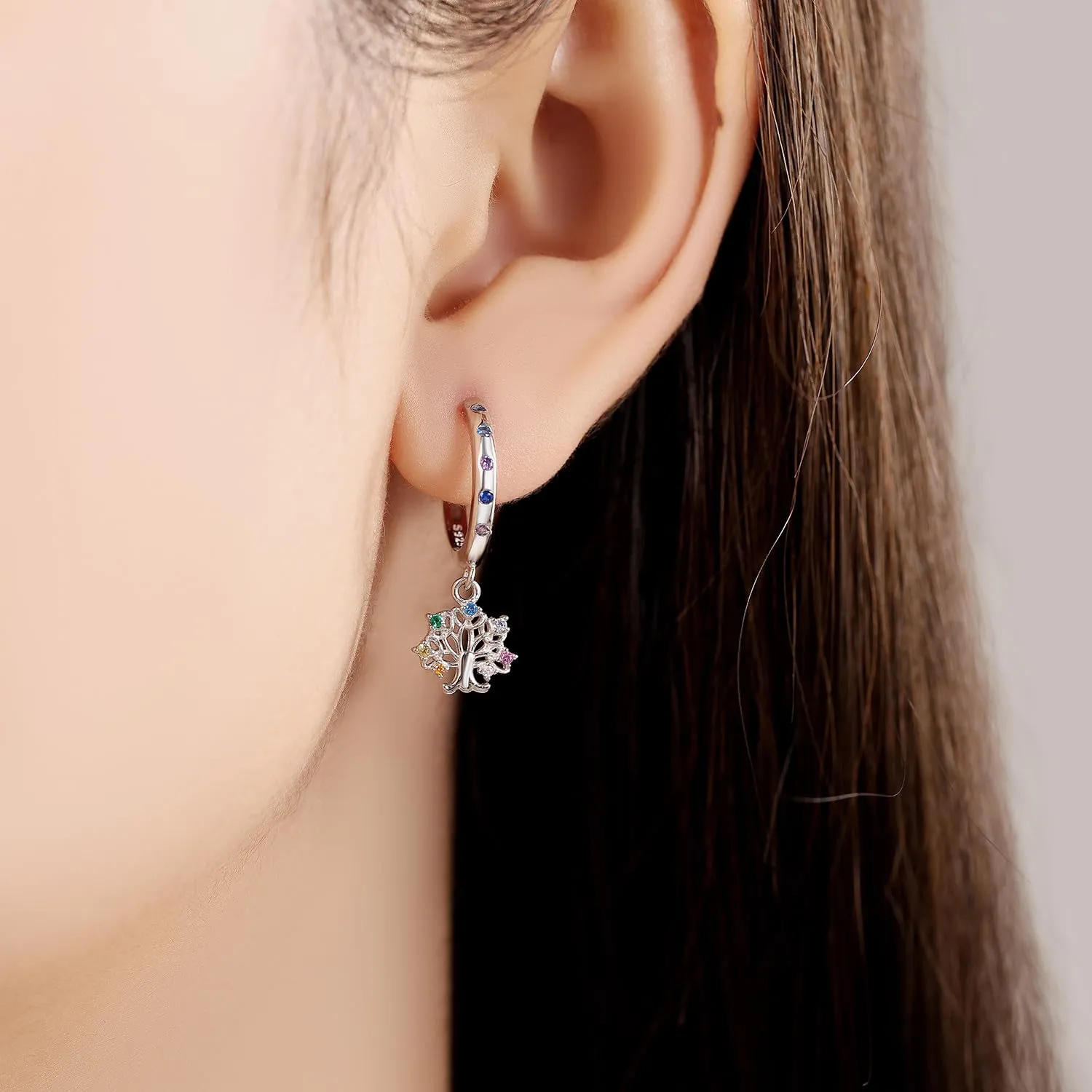 PANPOKI Orecchini pendenti a cuore, stella e luna in argento Sterling 925 placcato in oro 14 carati – Leggeri orecchini a cerchio con zirconia cubica | Gioielli ipoallergenici da donna | Confezione - immagine 4