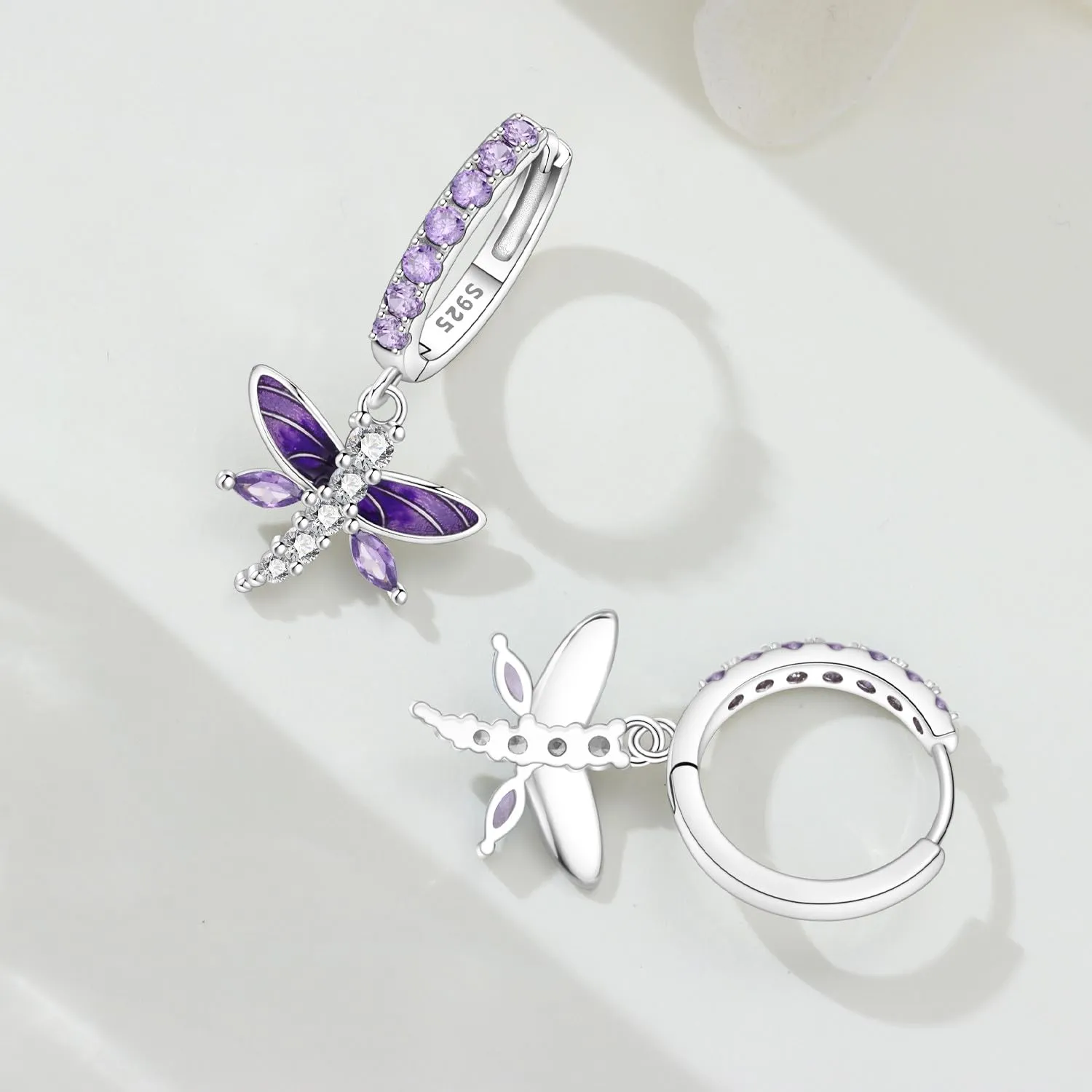 PANPOKI Orecchini pendenti a cuore, stella e luna in argento Sterling 925 placcato in oro 14 carati – Leggeri orecchini a cerchio con zirconia cubica | Gioielli ipoallergenici da donna | Confezione - immagine 2