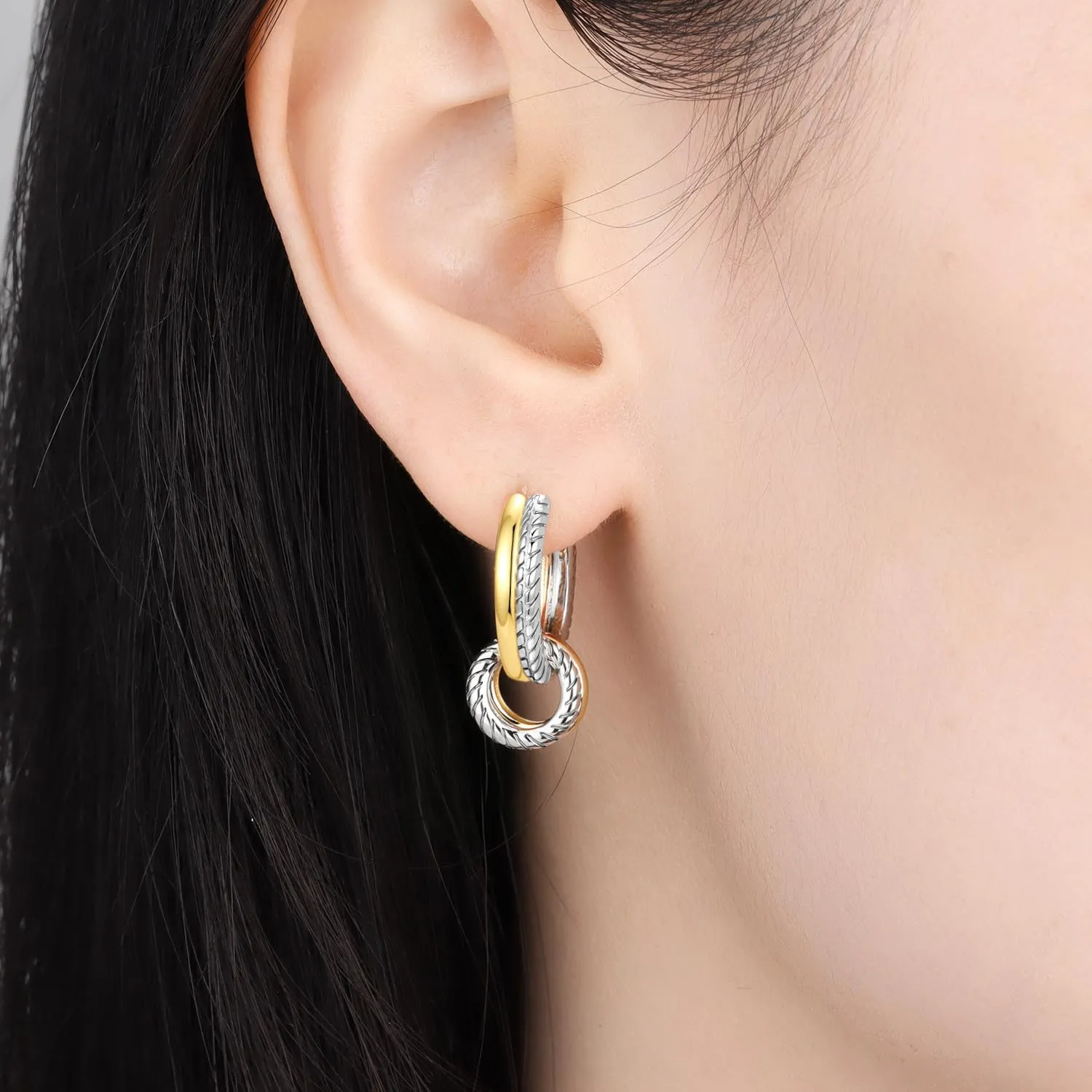 CYMYSS Orecchini Oro Donna in Argento 925 Placcato Oro 18K, Orecchini Dorati Eleganti e Leggeri, Gioielli Donna per Uso Quotidiano, Occasioni Speciali e Regalo - immagine 3