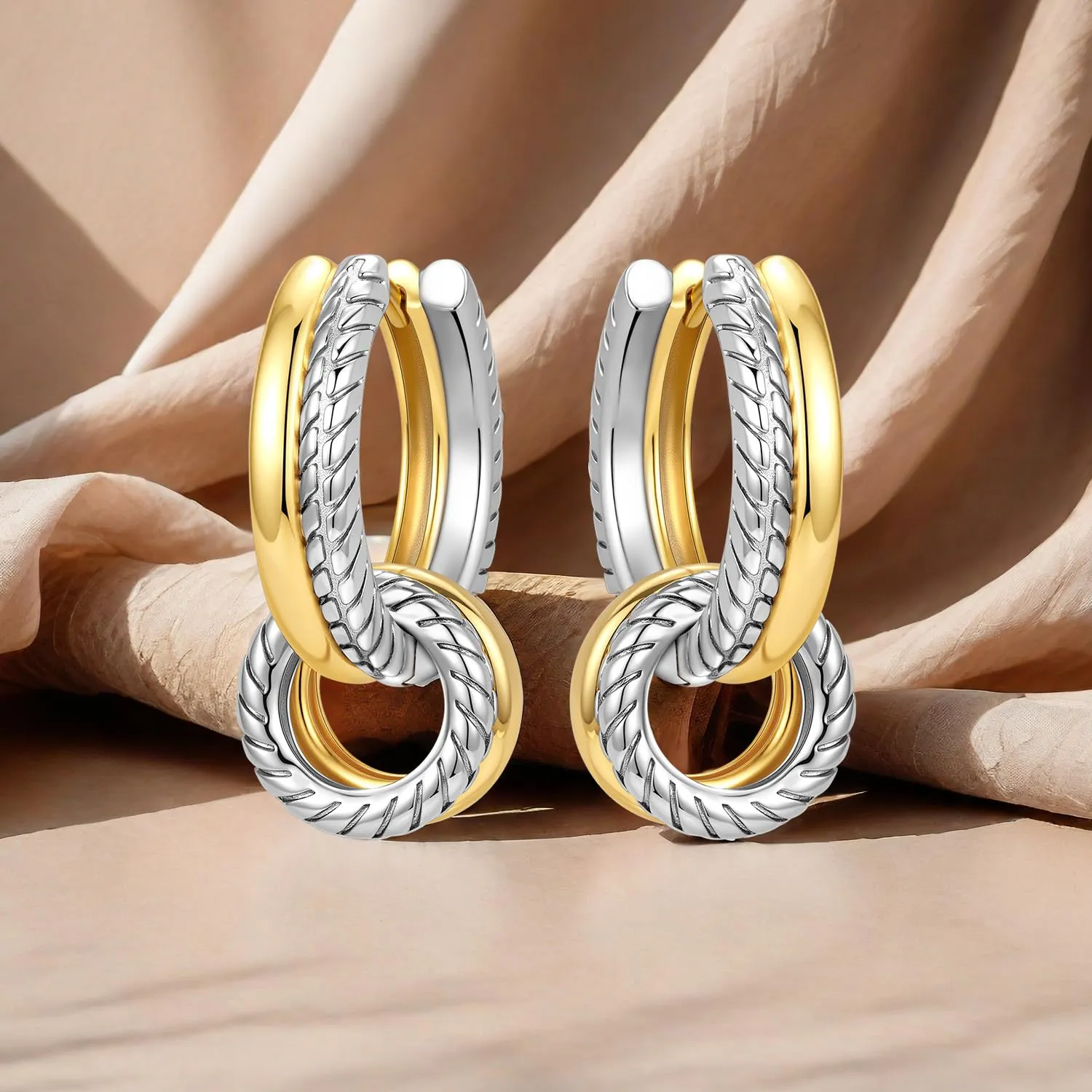 CYMYSS Orecchini Oro Donna in Argento 925 Placcato Oro 18K, Orecchini Dorati Eleganti e Leggeri, Gioielli Donna per Uso Quotidiano, Occasioni Speciali e Regalo - immagine 5