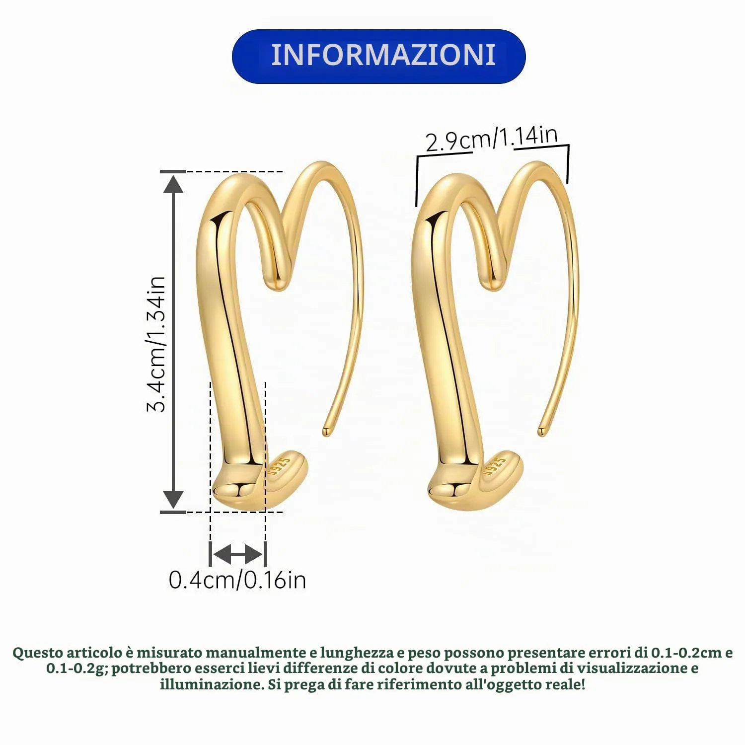 CYMYSS Orecchini Oro Donna in Argento 925 Placcato Oro 18K, Orecchini Dorati Eleganti e Leggeri, Gioielli Donna per Uso Quotidiano, Occasioni Speciali e Regalo - immagine 2