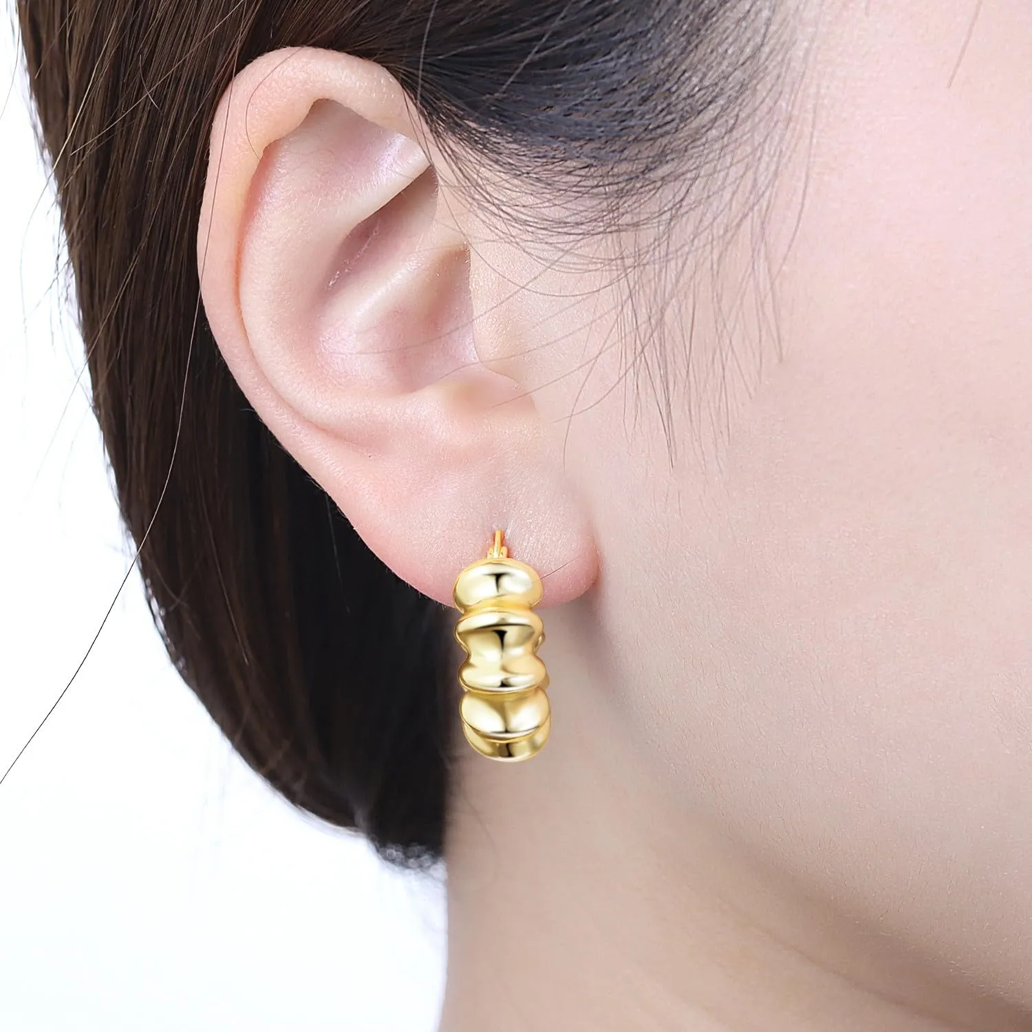 CYMYSS Orecchini Oro Donna in Argento 925 Placcato Oro 18K, Orecchini Dorati Eleganti e Leggeri, Gioielli Donna per Uso Quotidiano, Occasioni Speciali e Regalo - immagine 2
