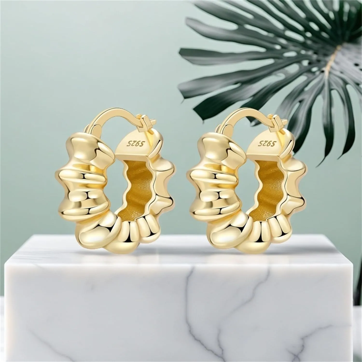 CYMYSS Orecchini Oro Donna in Argento 925 Placcato Oro 18K, Orecchini Dorati Eleganti e Leggeri, Gioielli Donna per Uso Quotidiano, Occasioni Speciali e Regalo - immagine 6