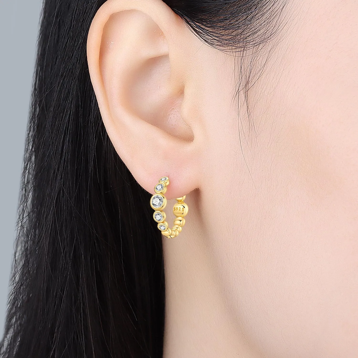 CYMYSS Orecchini Oro Donna in Argento 925 Placcato Oro 18K, Orecchini Dorati Eleganti e Leggeri, Gioielli Donna per Uso Quotidiano, Occasioni Speciali e Regalo - immagine 2