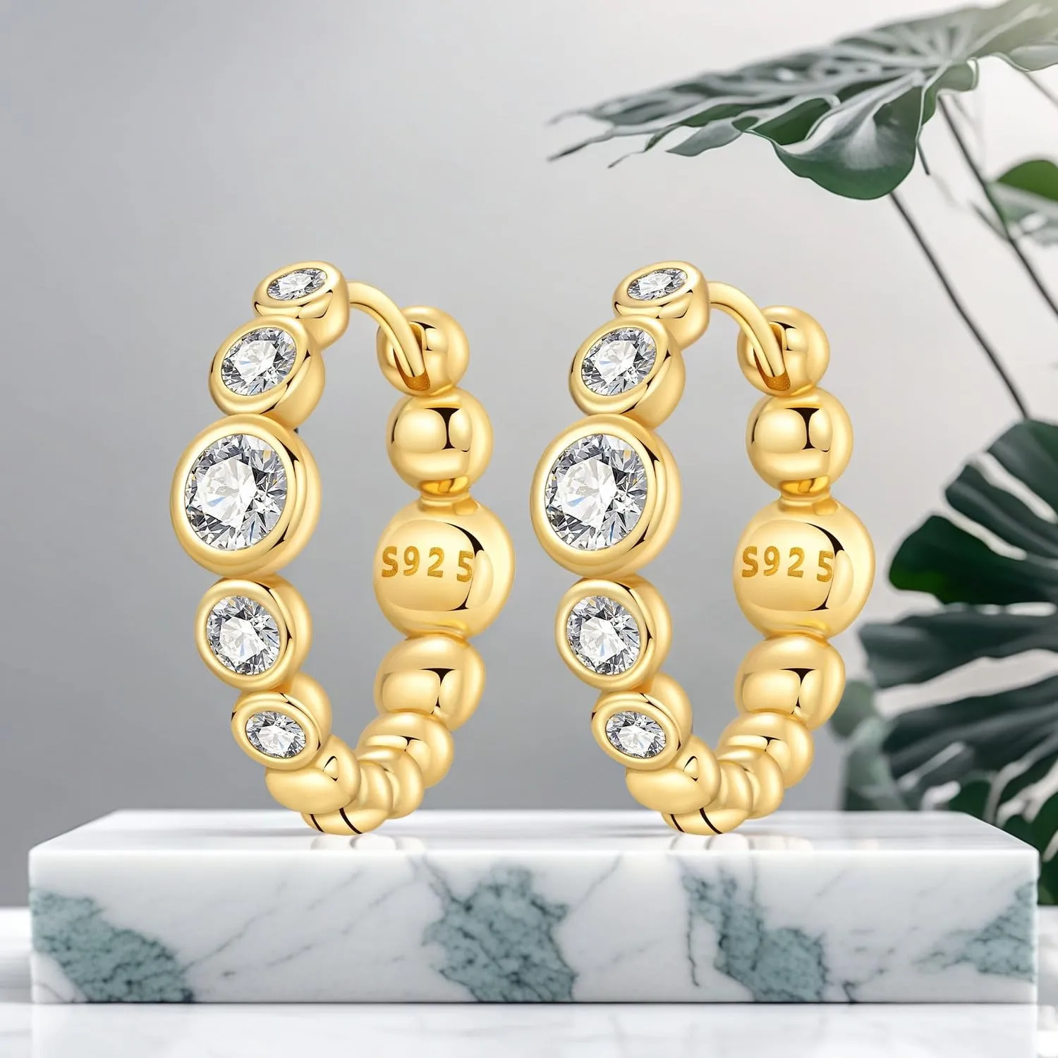 CYMYSS Orecchini Oro Donna in Argento 925 Placcato Oro 18K, Orecchini Dorati Eleganti e Leggeri, Gioielli Donna per Uso Quotidiano, Occasioni Speciali e Regalo - immagine 6