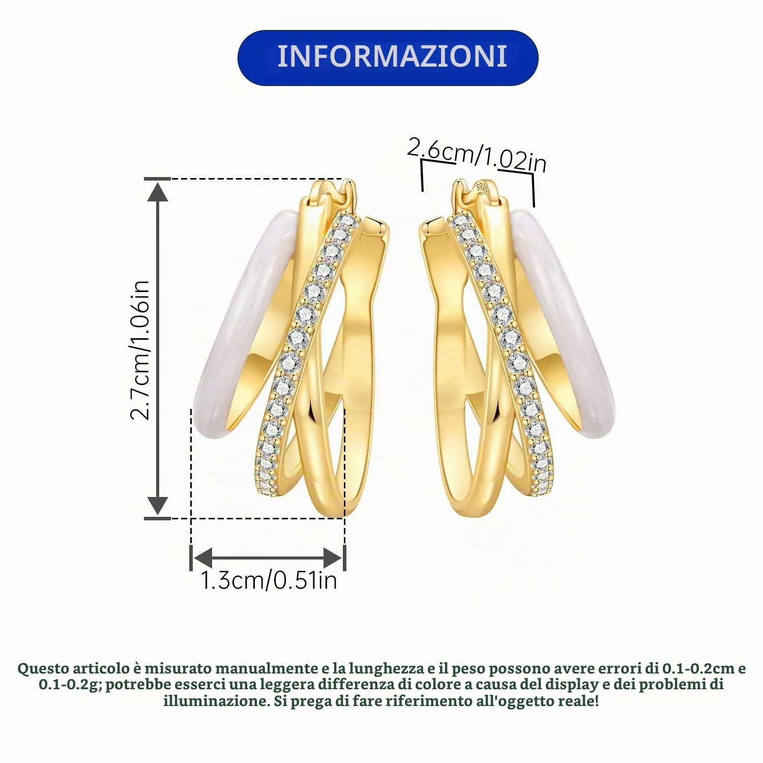 CYMYSS Orecchini Oro Donna in Argento 925 Placcato Oro 18K, Orecchini Dorati Eleganti e Leggeri, Gioielli Donna per Uso Quotidiano, Occasioni Speciali e Regalo - immagine 2