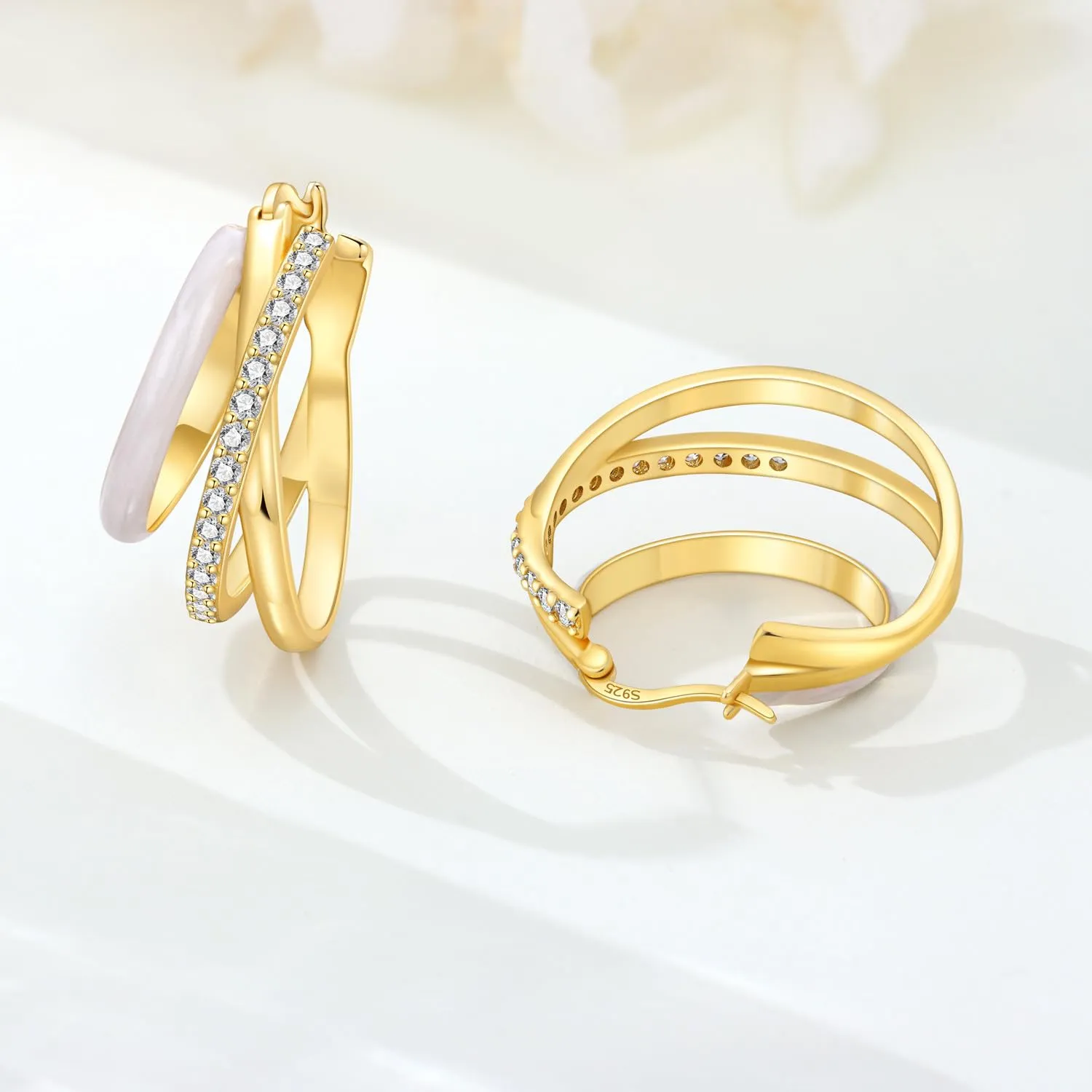 CYMYSS Orecchini Oro Donna in Argento 925 Placcato Oro 18K, Orecchini Dorati Eleganti e Leggeri, Gioielli Donna per Uso Quotidiano, Occasioni Speciali e Regalo - immagine 4