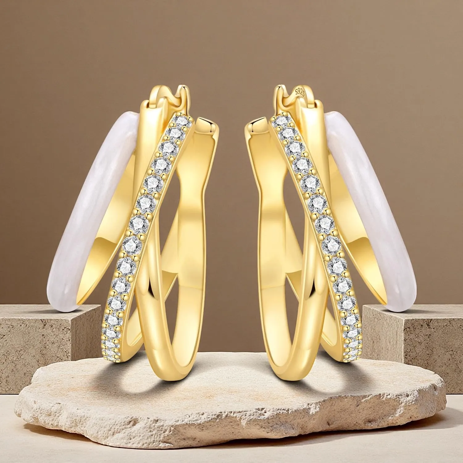 CYMYSS Orecchini Oro Donna in Argento 925 Placcato Oro 18K, Orecchini Dorati Eleganti e Leggeri, Gioielli Donna per Uso Quotidiano, Occasioni Speciali e Regalo - immagine 5