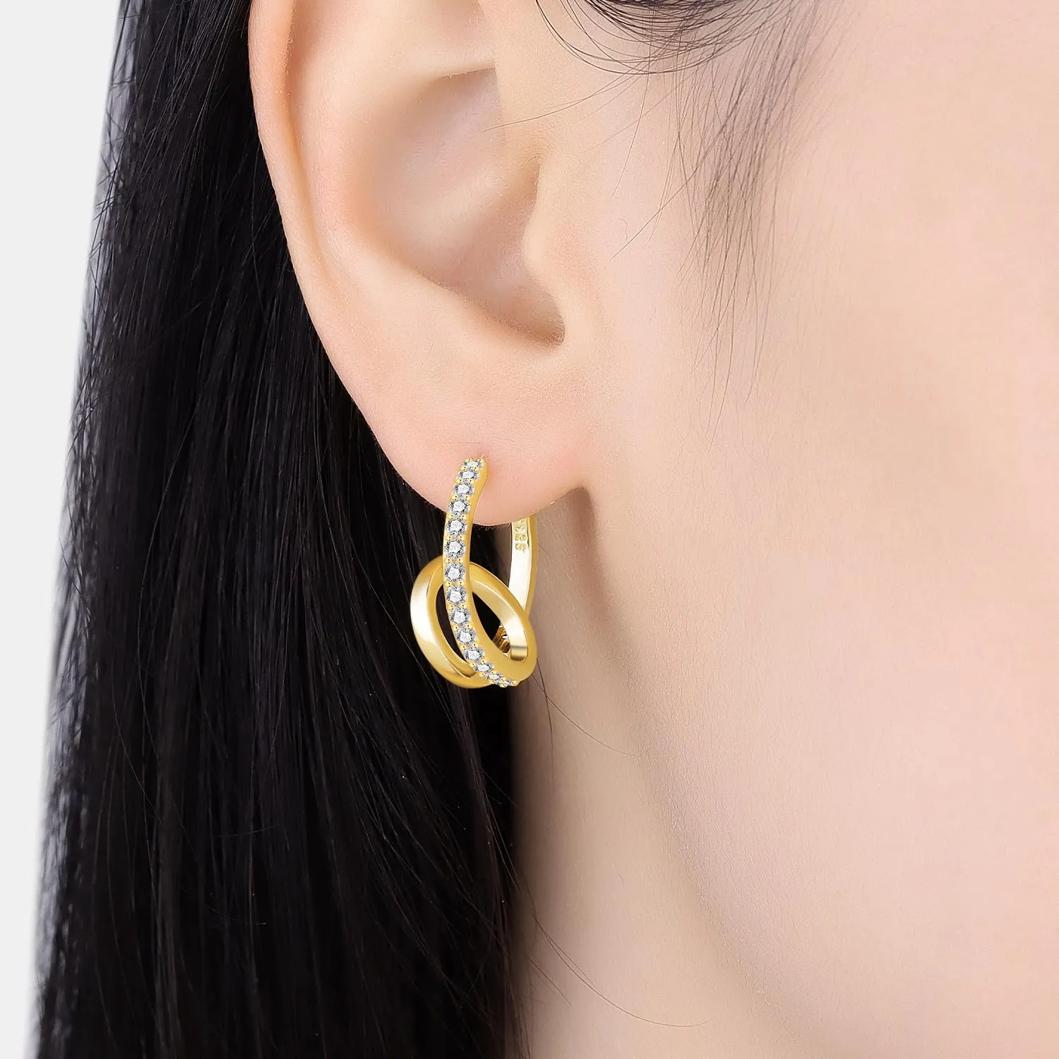 CYMYSS Orecchini Oro Donna in Argento 925 Placcato Oro 18K, Orecchini Dorati Eleganti e Leggeri, Gioielli Donna per Uso Quotidiano, Occasioni Speciali e Regalo - immagine 3