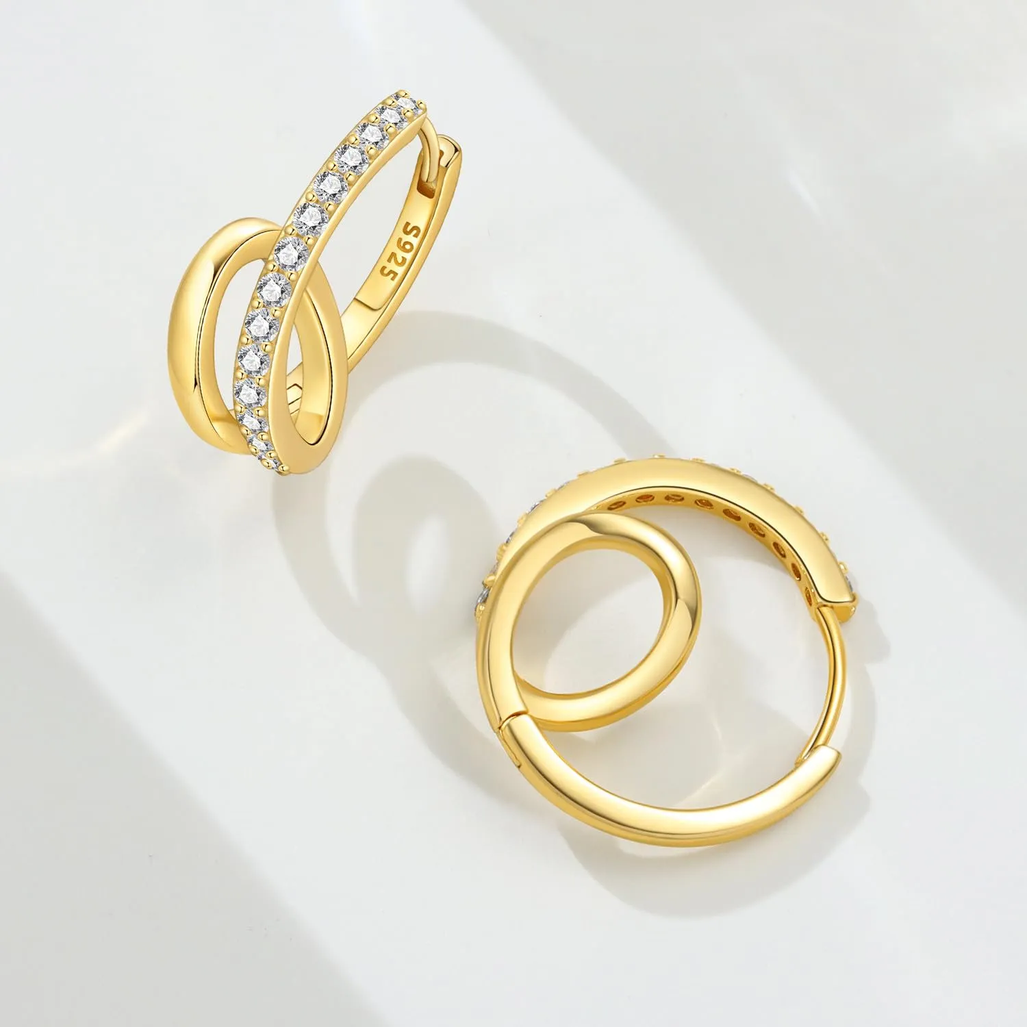CYMYSS Orecchini Oro Donna in Argento 925 Placcato Oro 18K, Orecchini Dorati Eleganti e Leggeri, Gioielli Donna per Uso Quotidiano, Occasioni Speciali e Regalo - immagine 4