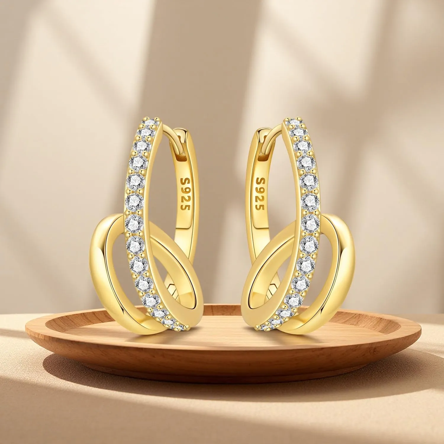 CYMYSS Orecchini Oro Donna in Argento 925 Placcato Oro 18K, Orecchini Dorati Eleganti e Leggeri, Gioielli Donna per Uso Quotidiano, Occasioni Speciali e Regalo - immagine 5