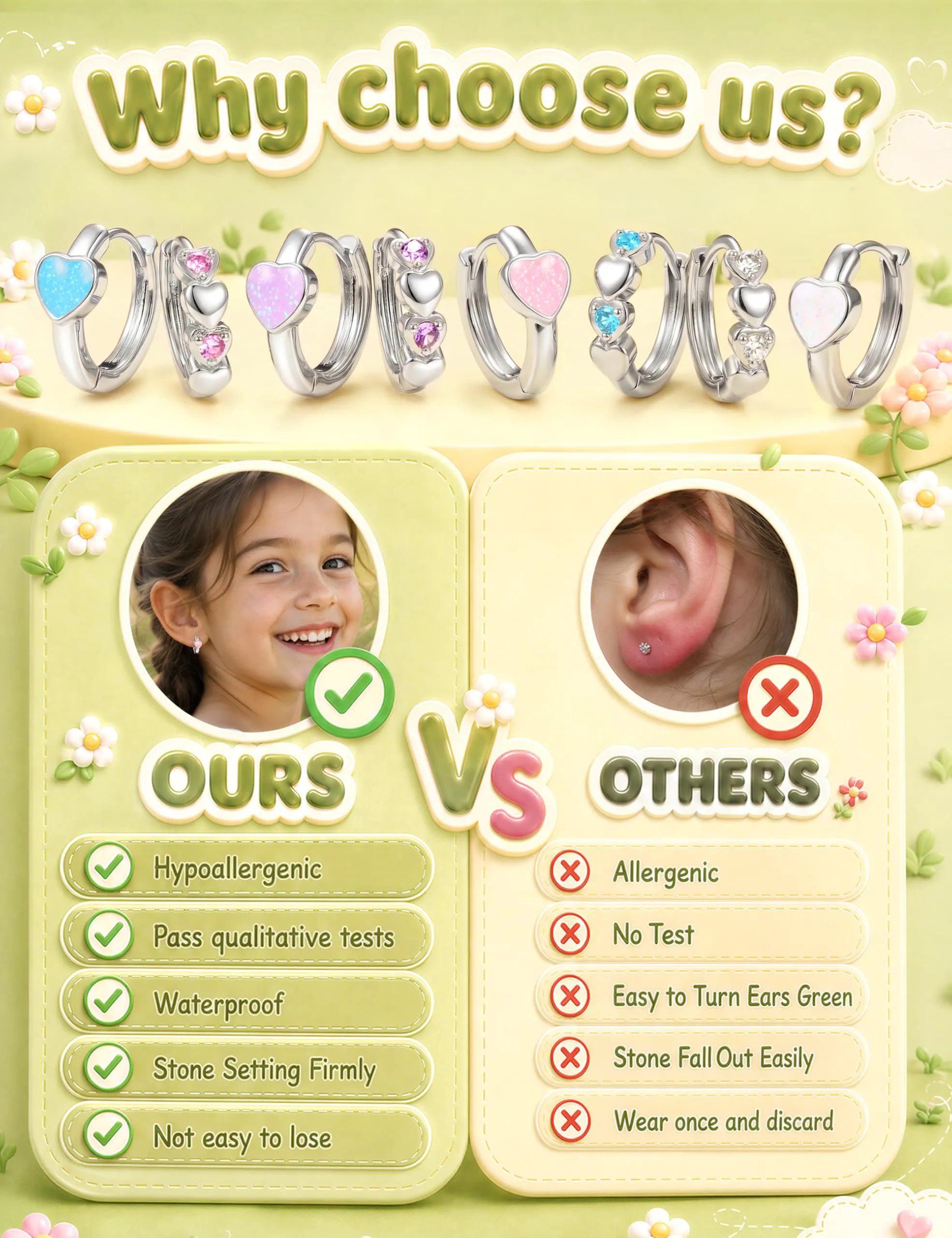 MILACOLATO Orecchini Donna Perni in Argento Sterling 925 Orecchini Bambina - immagine 5