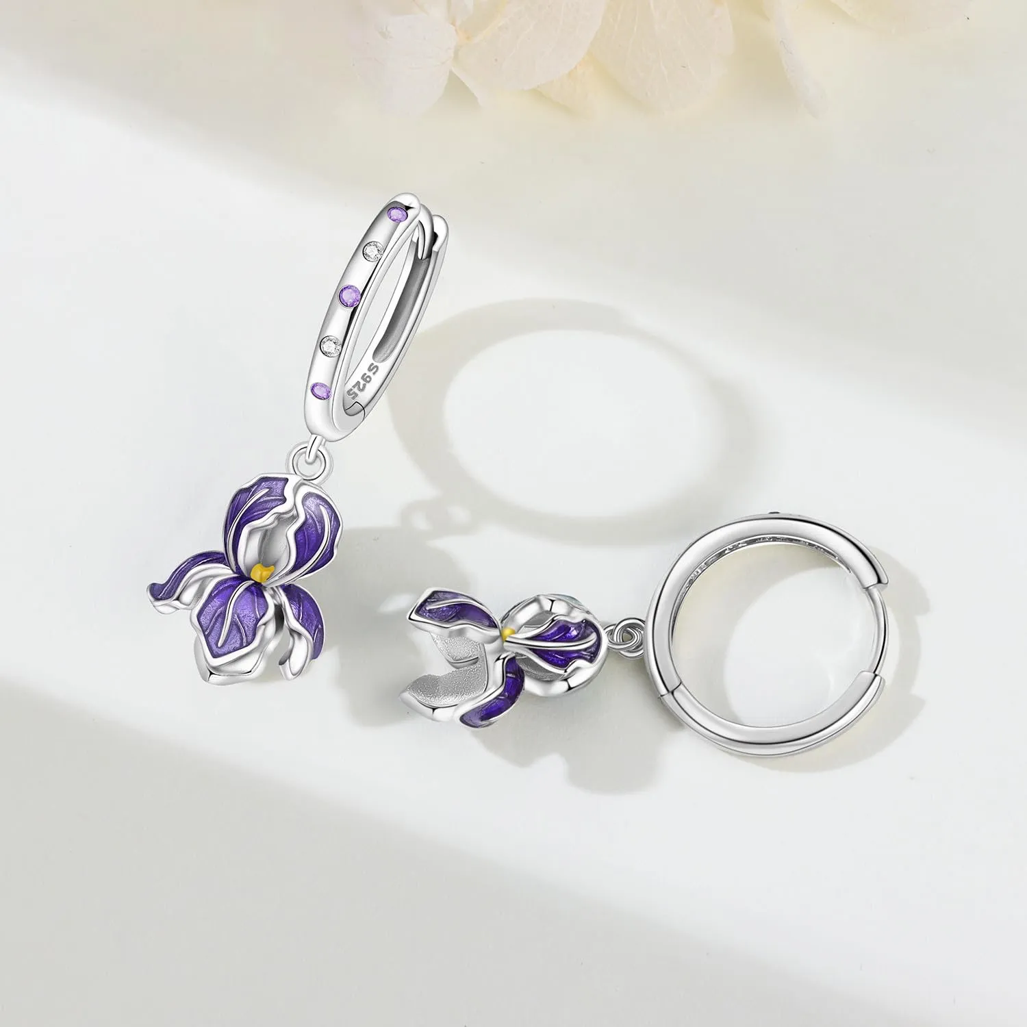 PANPOKI Orecchini a cerchio in argento Sterling 925 a forma di stella e - immagine 2