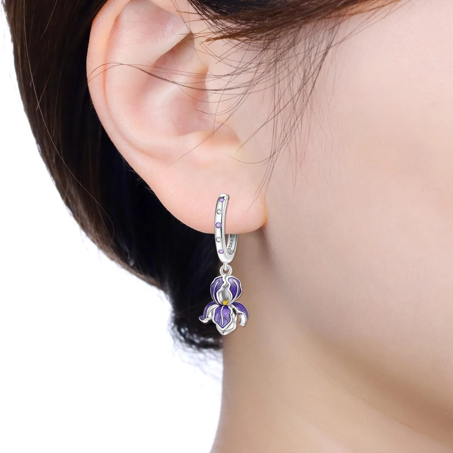 PANPOKI Orecchini a cerchio in argento Sterling 925 a forma di stella e - immagine 4