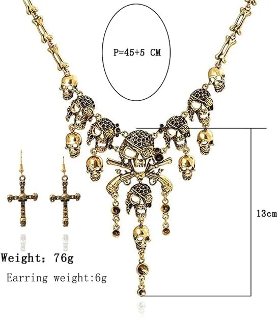 Collana Teschio Orecchini Scheletro, Collana Scheletro Orecchini Teschio - immagine 2