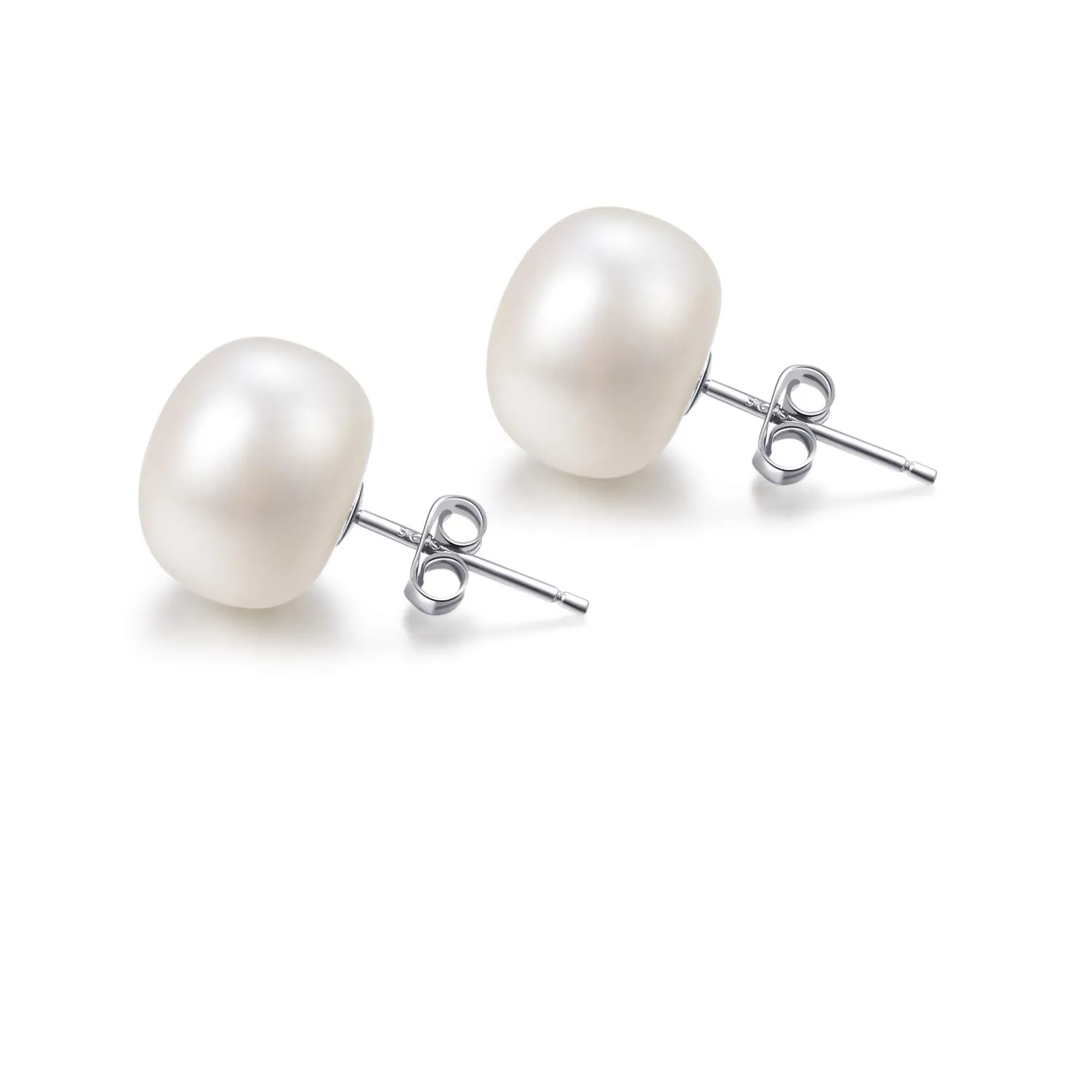 Orecchini a Perno in Argento 925 con Perle d'Acqua Dolce, da Donna, Bianchi, 12 mm - immagine 1