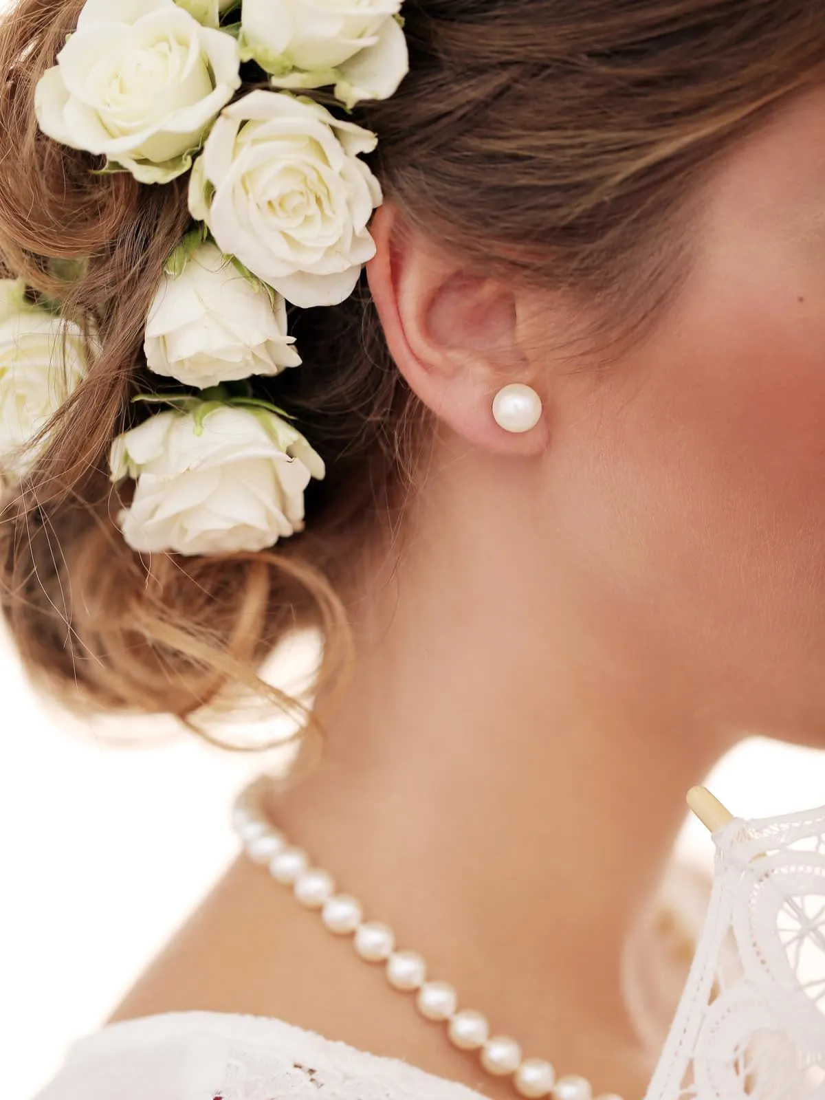 Orecchini a Perno in Argento 925 con Perle d'Acqua Dolce, da Donna, Bianchi, 12 mm - immagine 5