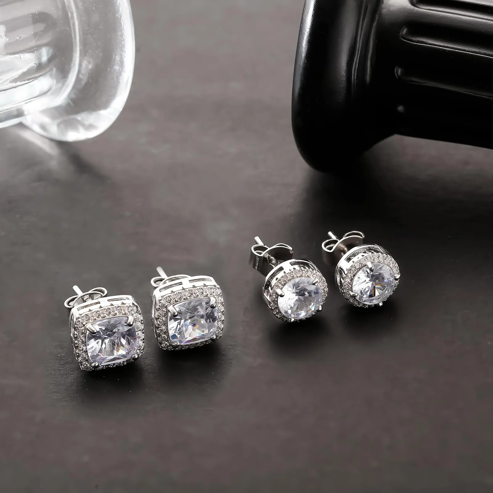 Orecchini Uomo Diamante Orecchini Donna Argento 925,2 Paia - immagine 5