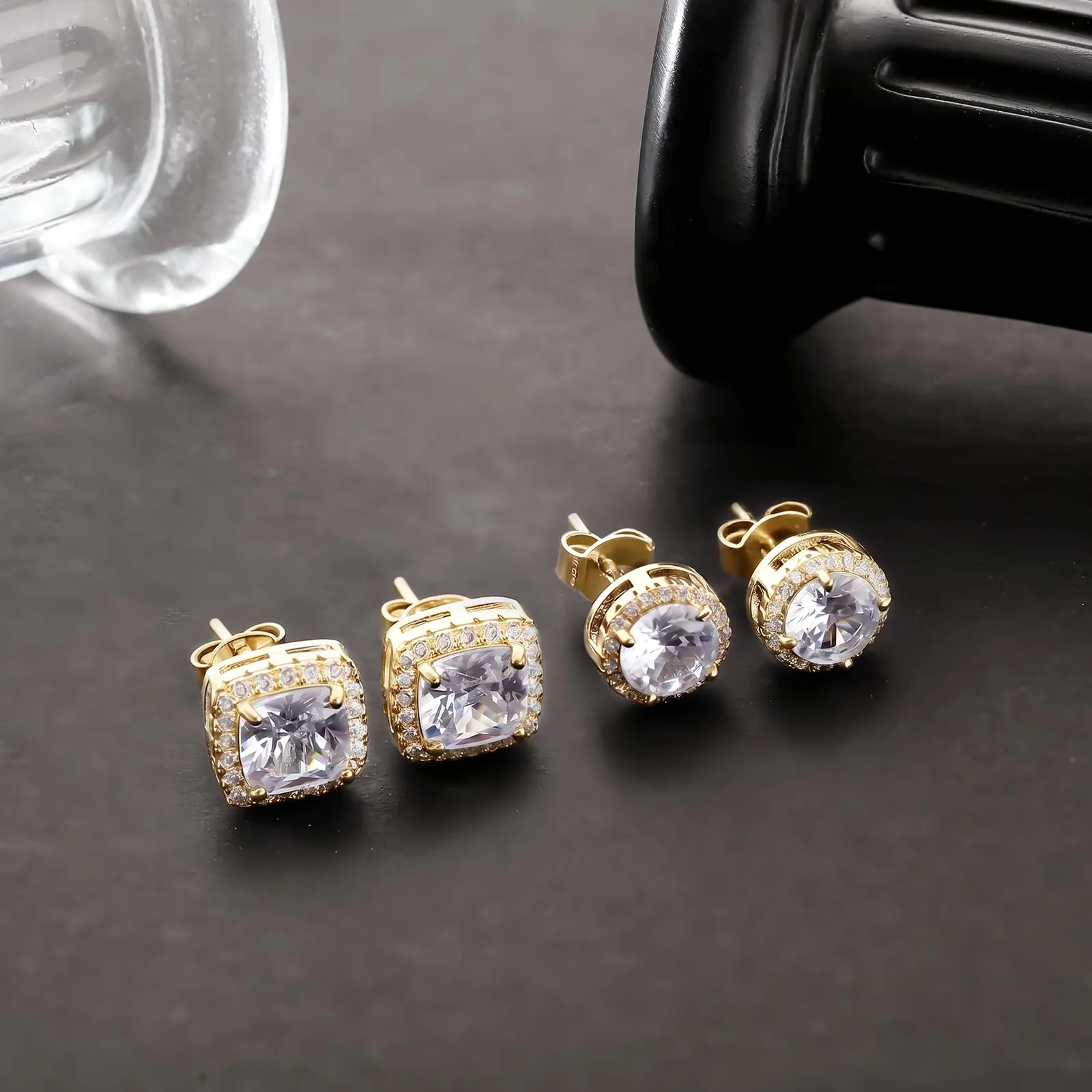 Orecchini Uomo Diamante Orecchini Donna Oro,2 Paia - immagine 5