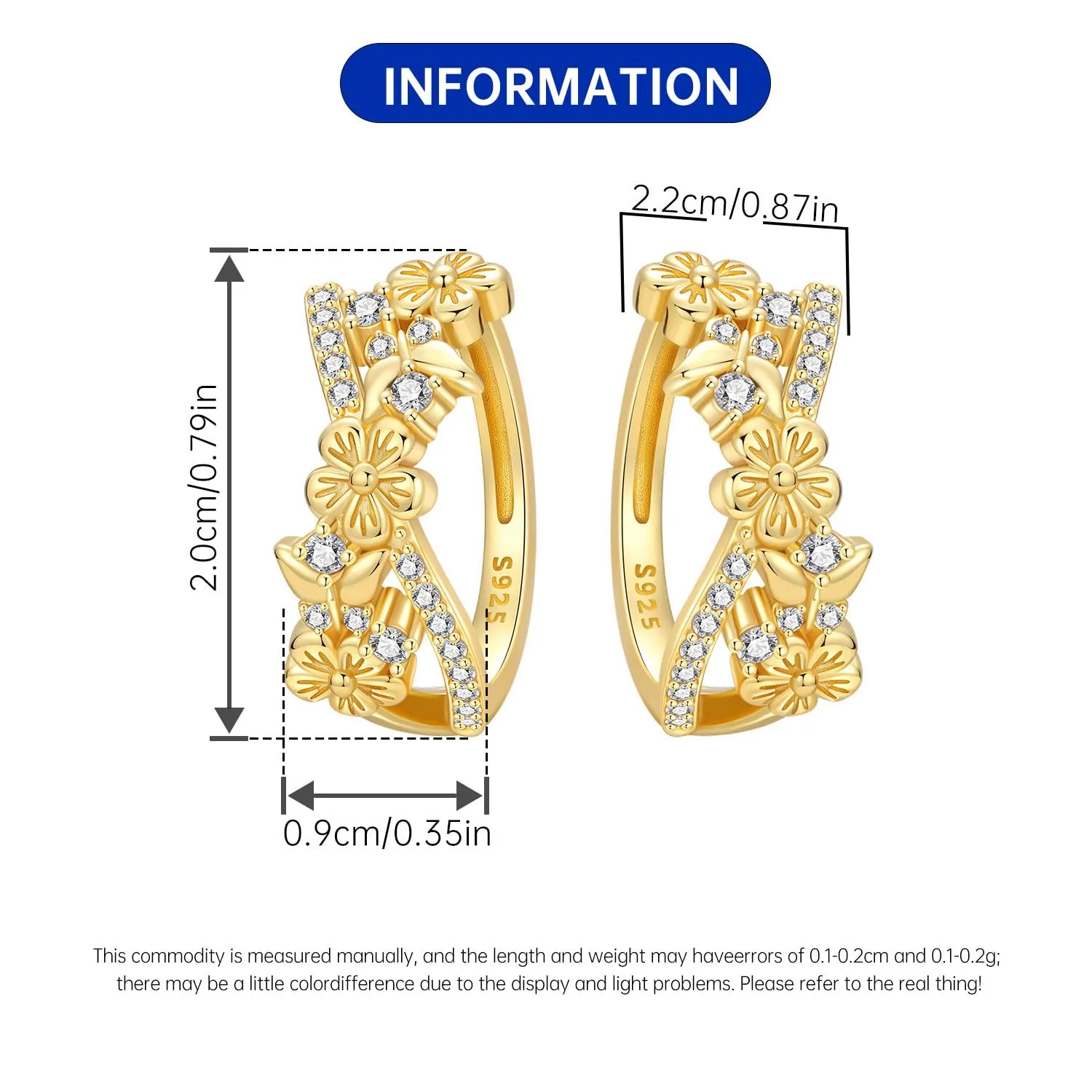 CYMYSS Orecchini Oro Donna in Argento 925 Placcato Oro 18K, Orecchini Dorati Eleganti e Leggeri, Gioielli Donna per Uso Quotidiano, Occasioni Speciali e Regalo - immagine 2